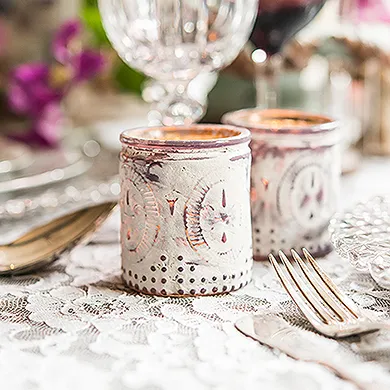 Chalked Lavender Tealight Holders