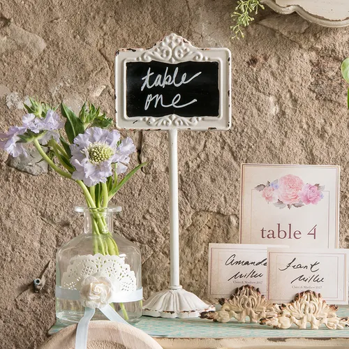 White Ornate Chalkboard Stands