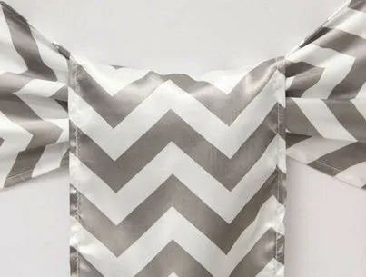 Grey & White Chevron Satin Sash