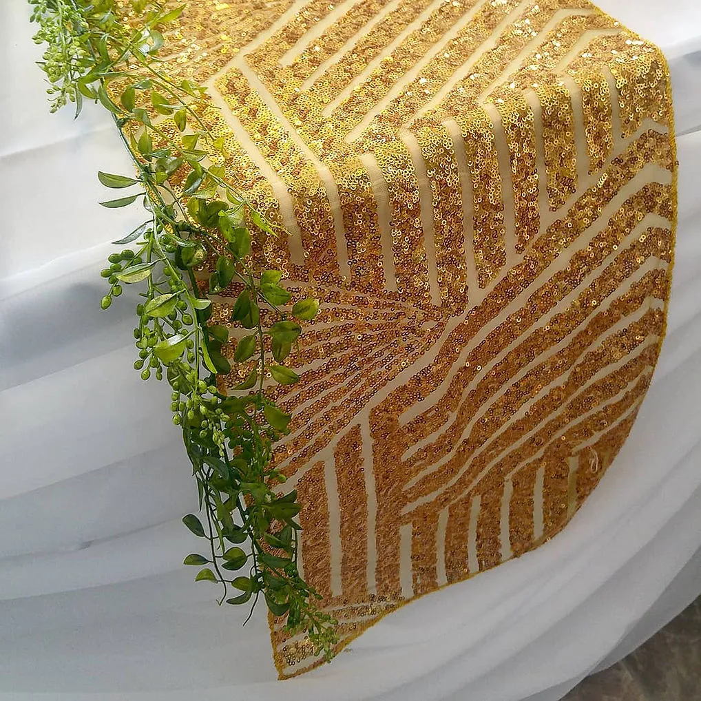 Gold Geometric Sequin Table Runners