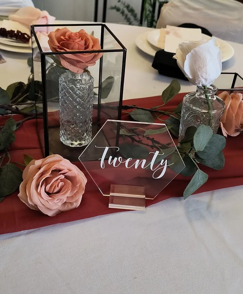 Clear Acrylic Hexagon Table Numbers