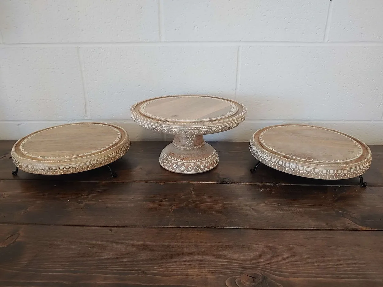 Boho Wooden Cake Stand