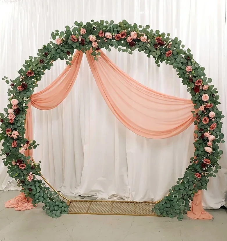 Gold Circle with Eucalyptus Garlands and Florals