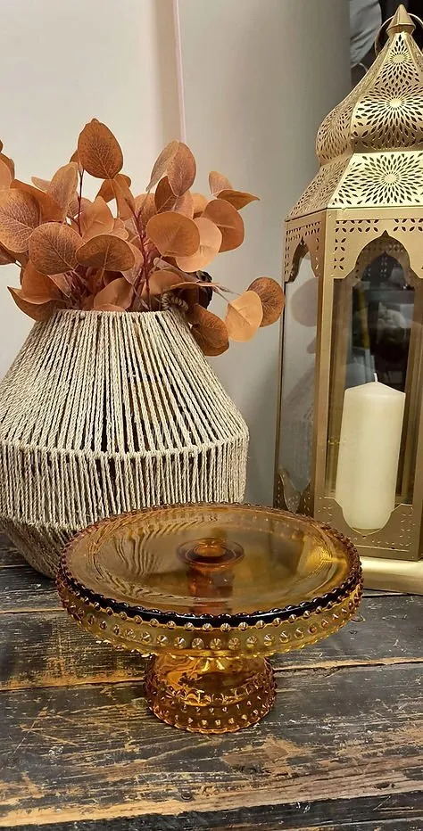 Amber Glass Cake Stand