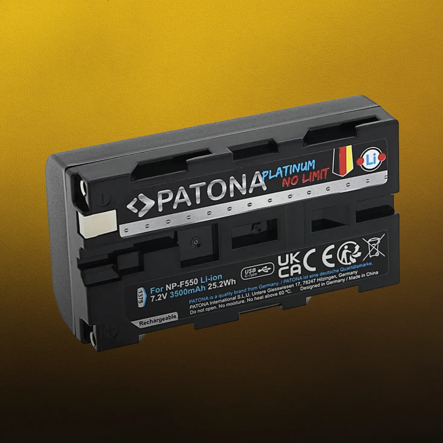 PATONA baterie pro Sony NP-F550/F330/F570 3500mAh Li-Ion Platinum s USB-C nabíjením