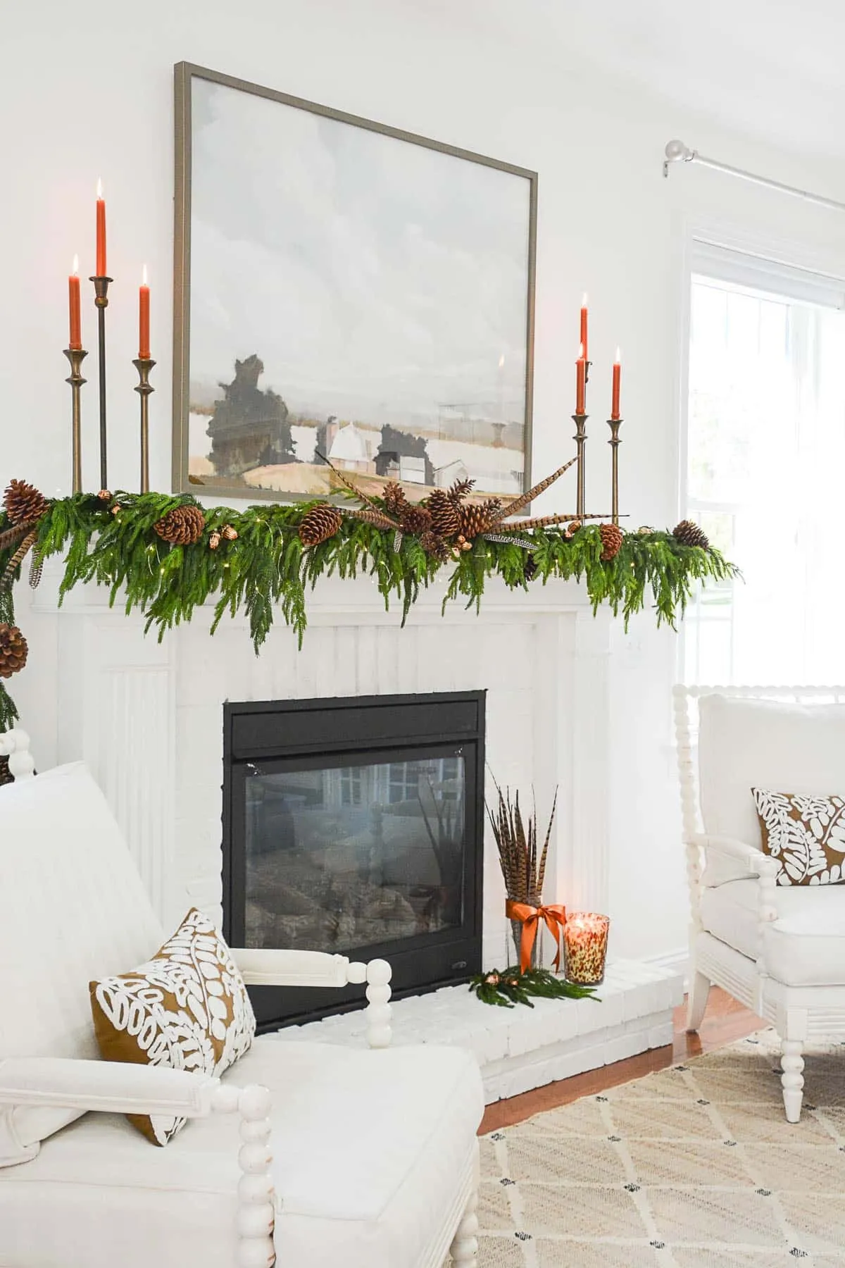 Mantle decor w/ faux candle light