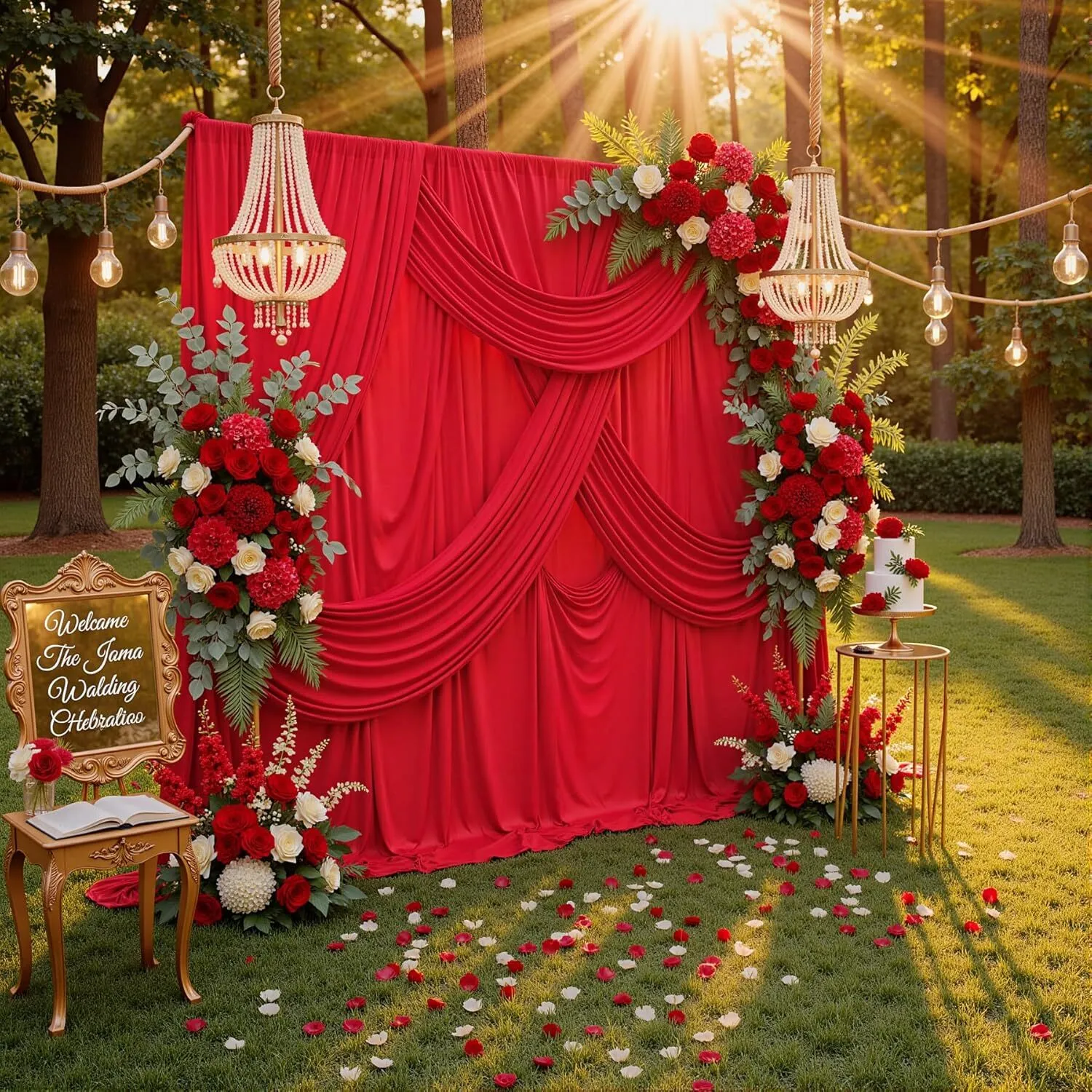 Christmas Draped Backdrop with Florals