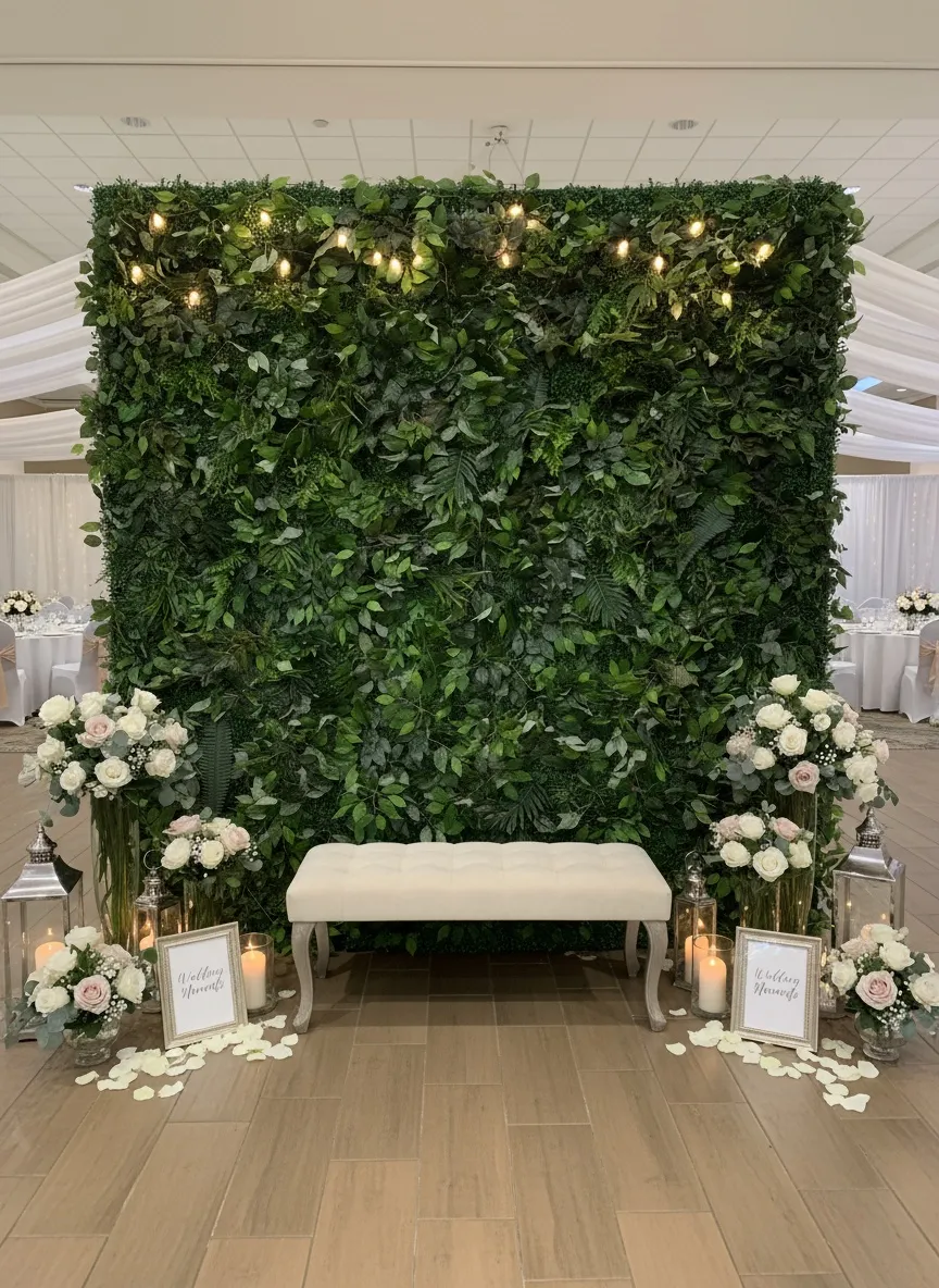 Vibrant Green Flower Wall