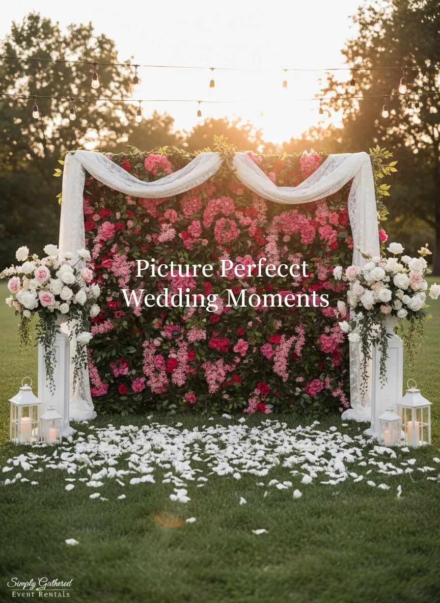 Green Flower Wall with Pink Flowers