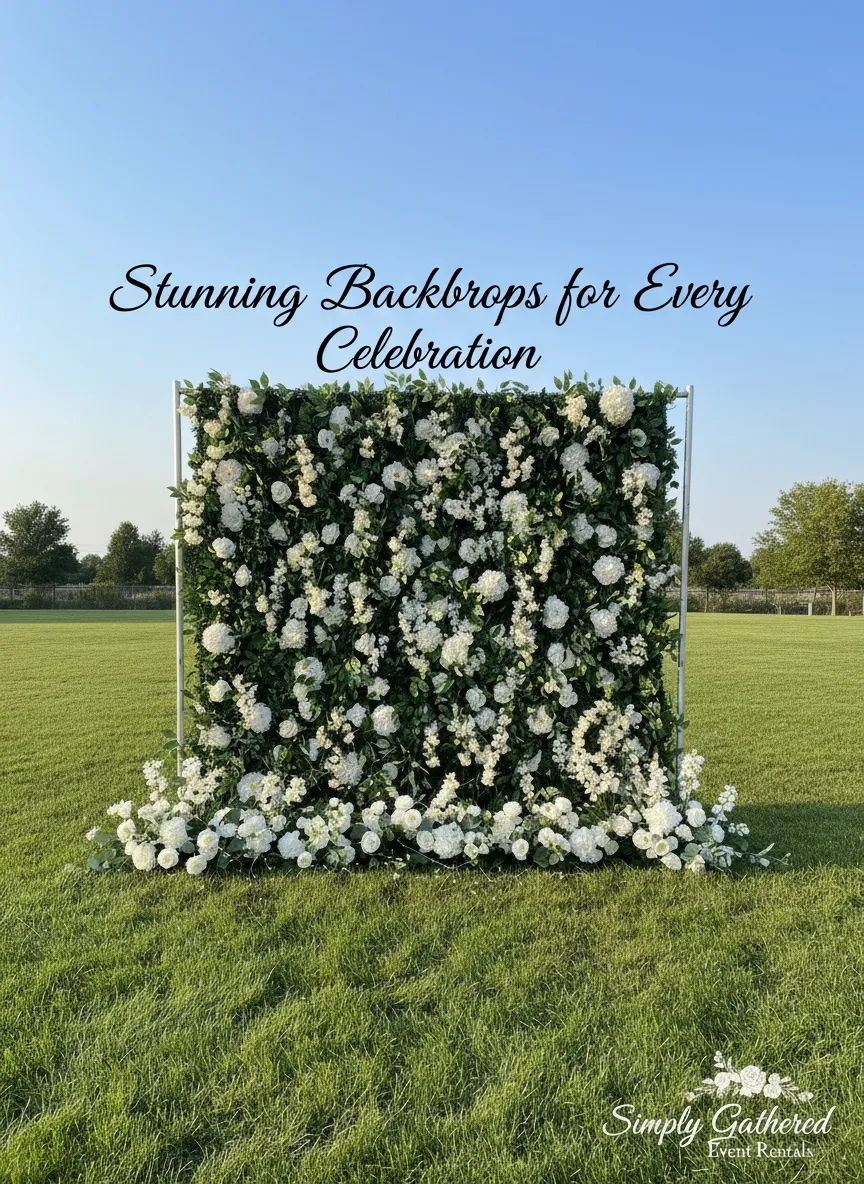 Green Flower Wall with White Flowers