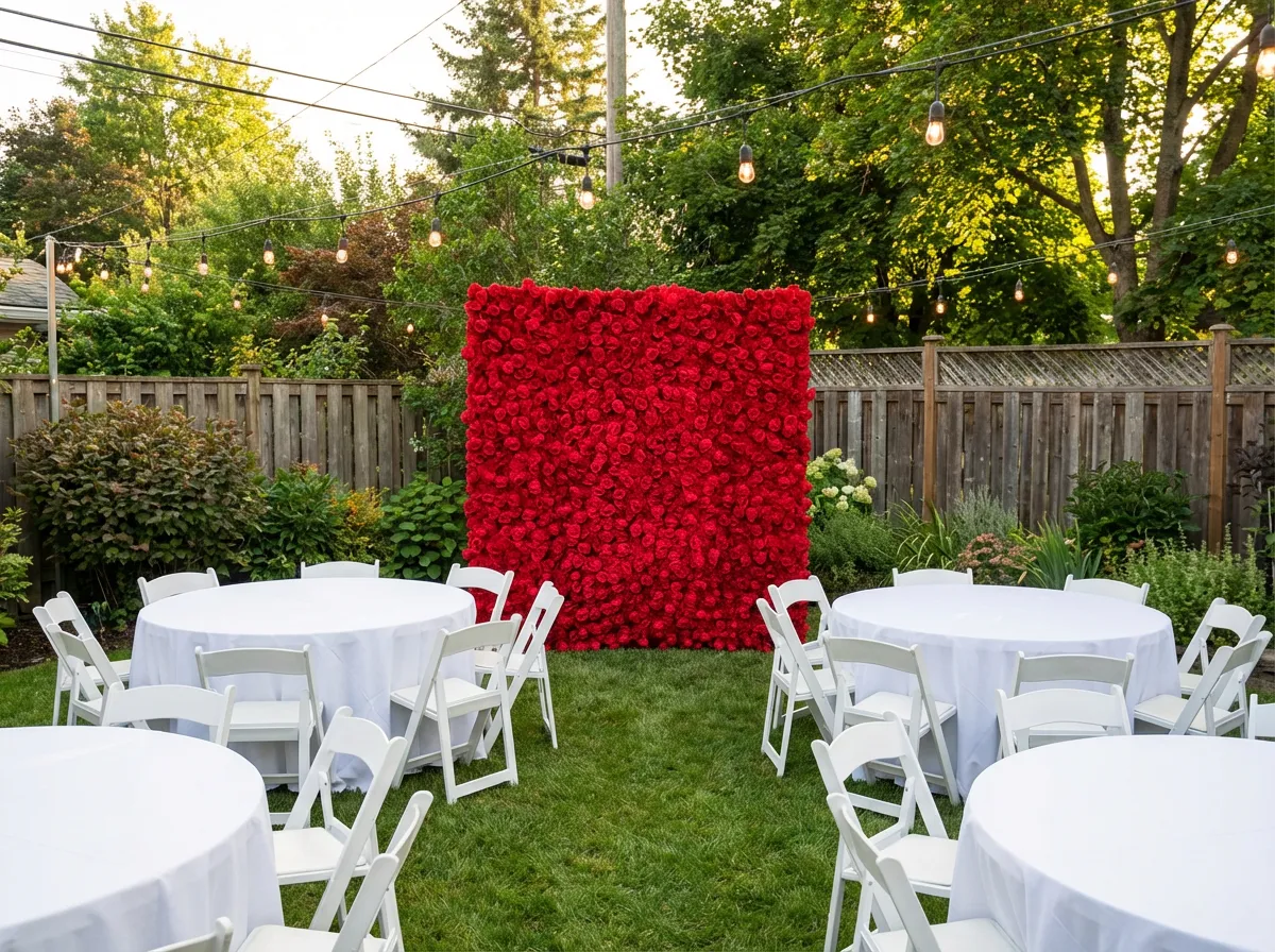 Red Rose Flower Wall
