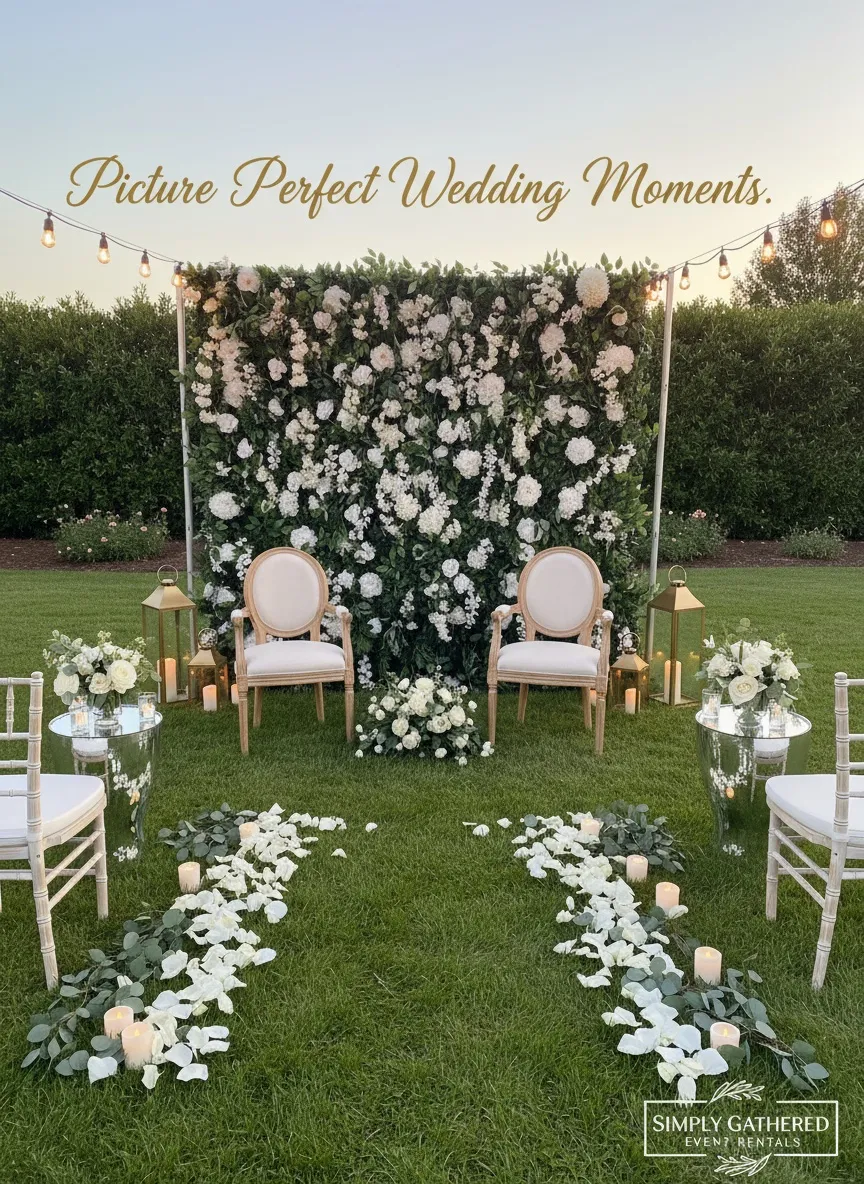 Green Flower Wall with White Flowers