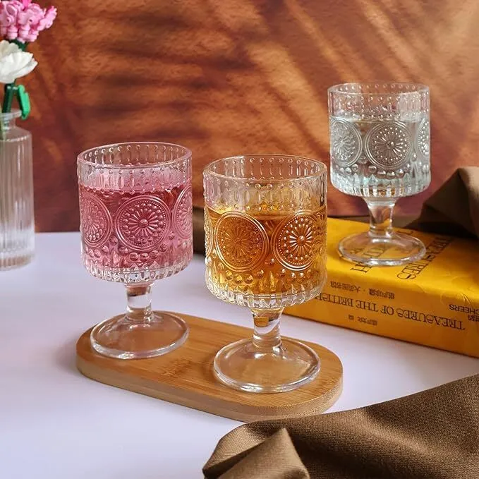 Glass Embossed Goblets (Set of 6)