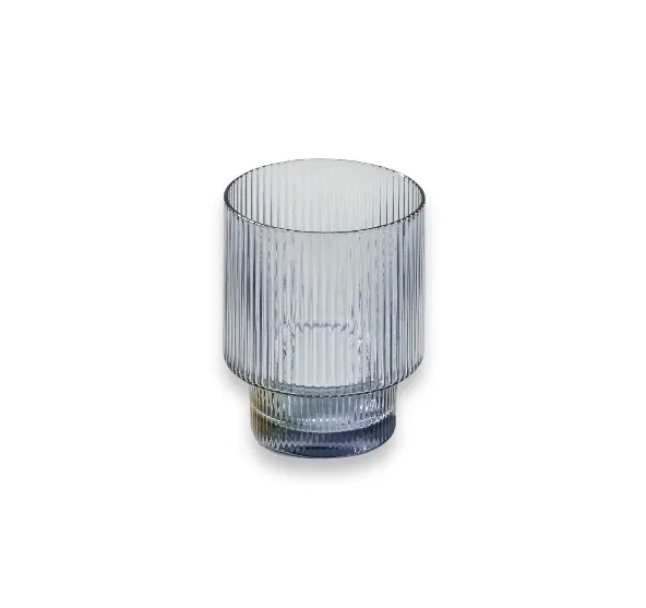 G380 :: Ribbed Smoked Rock Glass