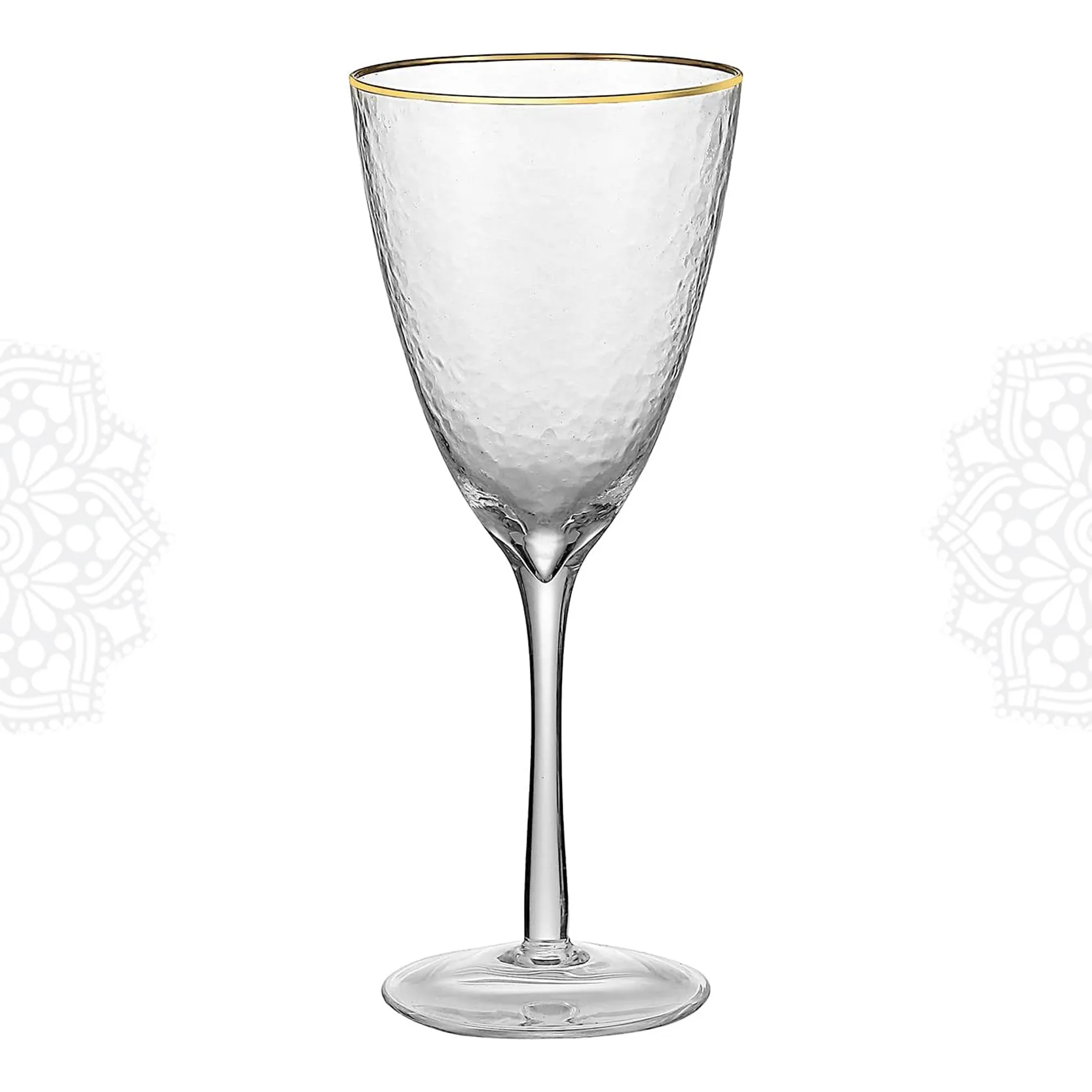 G136 :: Gold Rim Hammered Water Glass 13oz