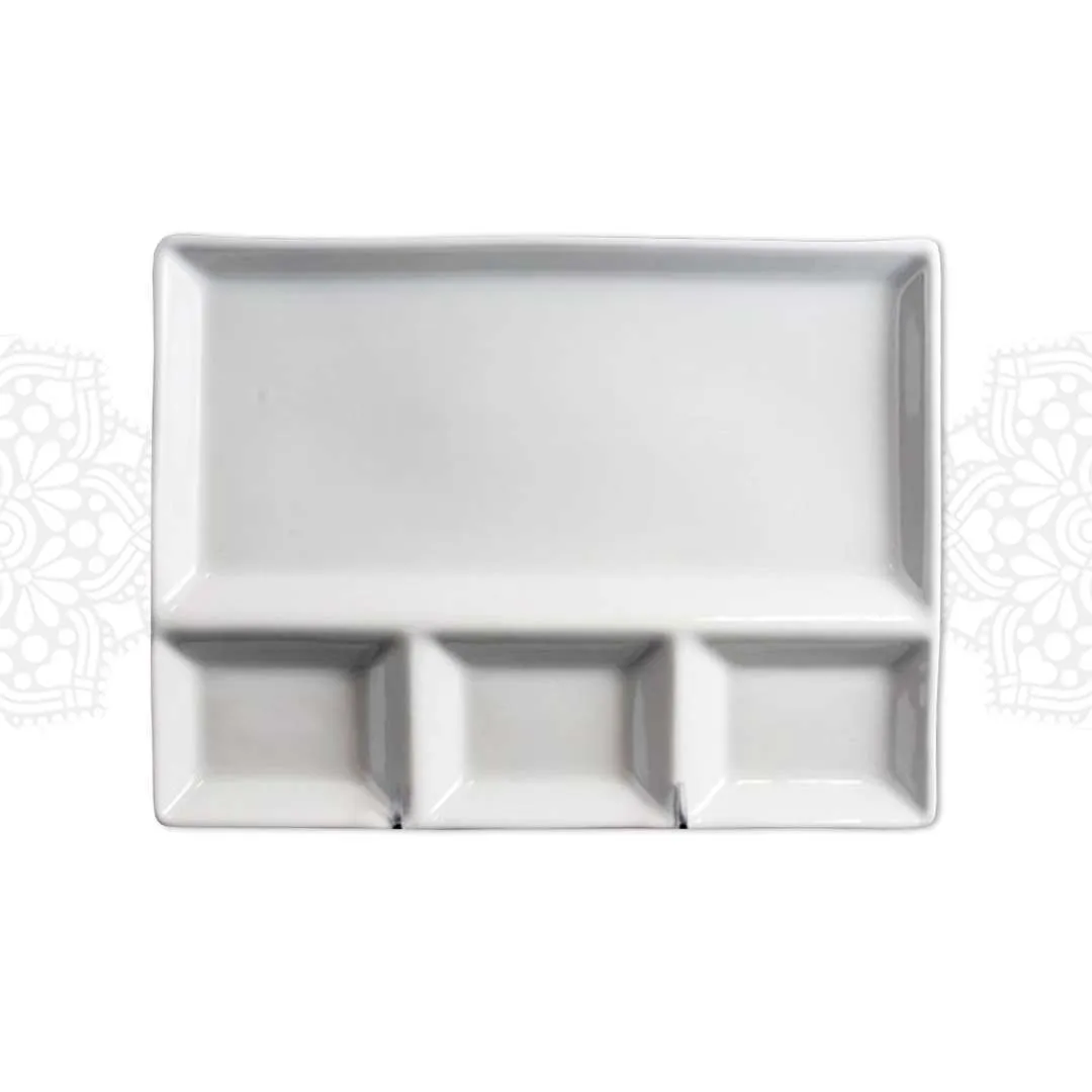SEC09 :: 4 Section Rectangle Dinner Plate 10.5" x 8"
