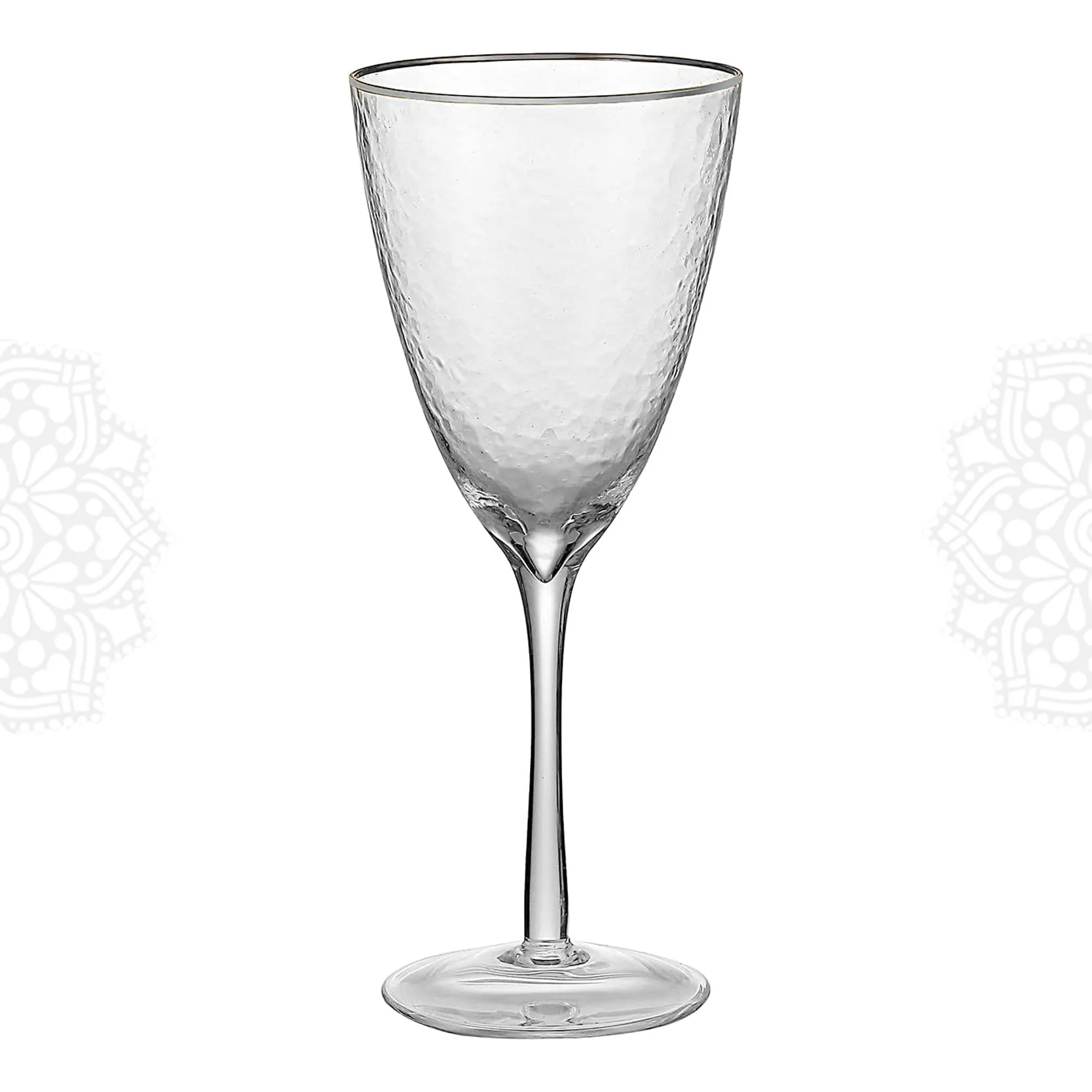 G139 :: Silver Rim Hammered Water Glass 13oz