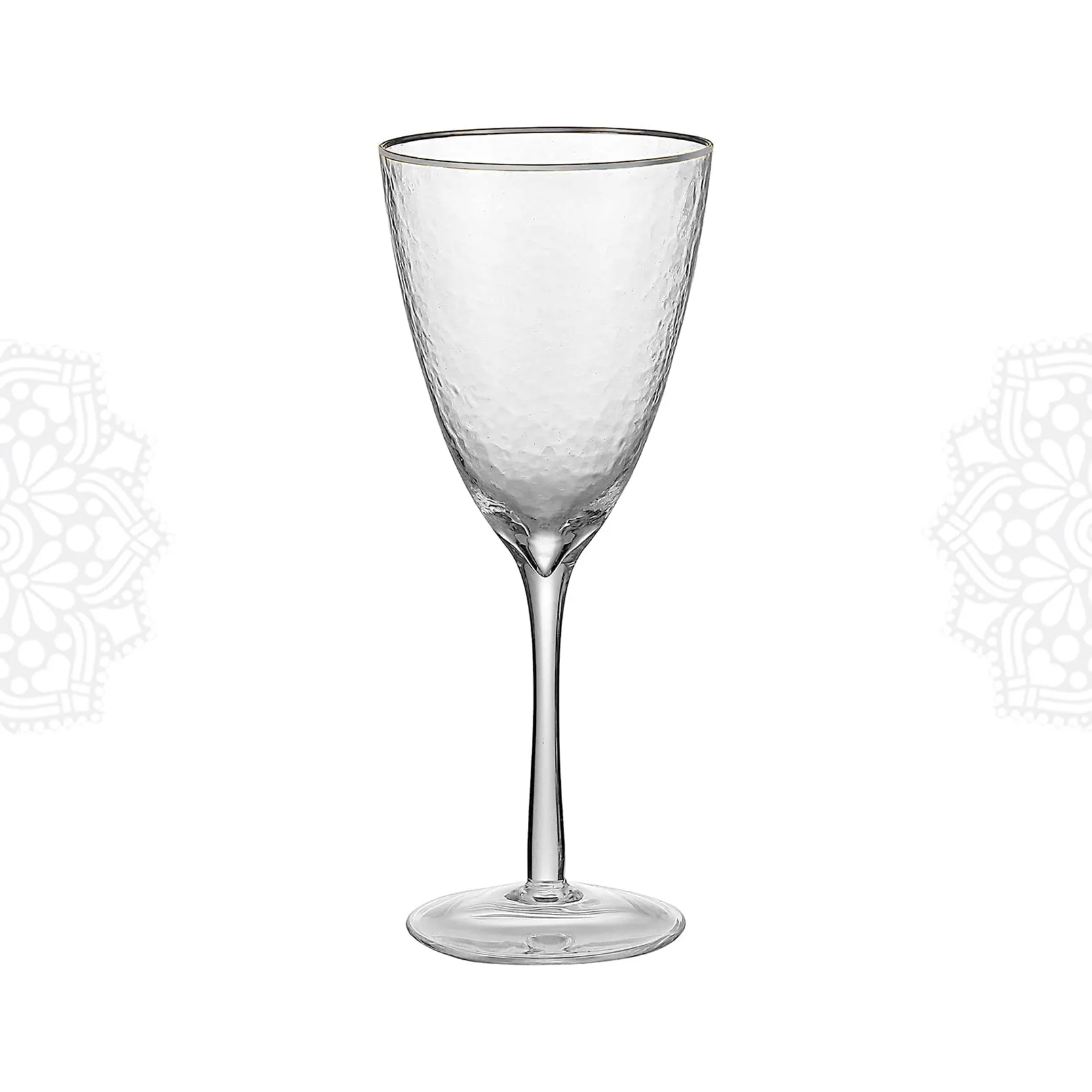 G140 :: Silver Rim Hammered Water Glass 11.5