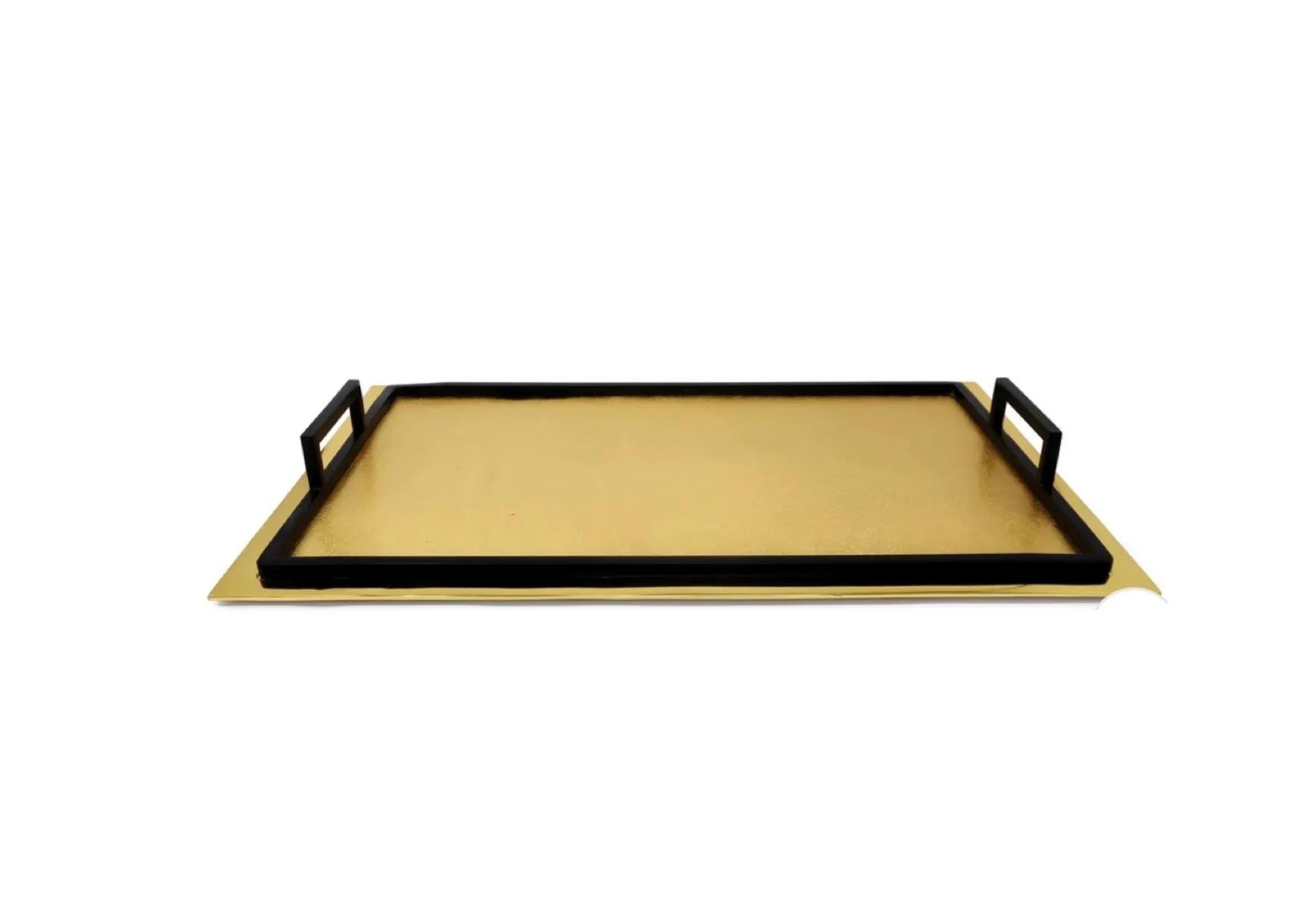 SRV67 :: Large Gold Serving Tray with Black Handles 