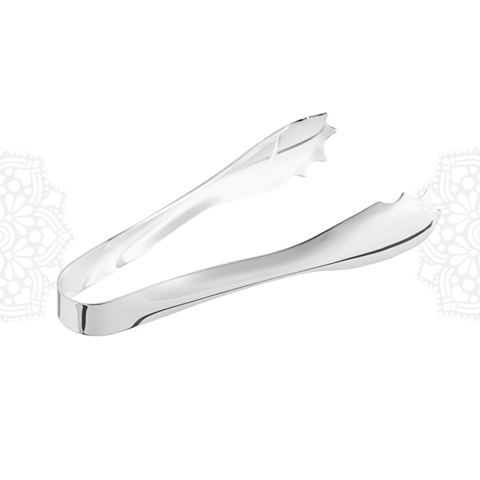 UT10 :: Stainless Steel Tongs, Scalloped Edge 6"