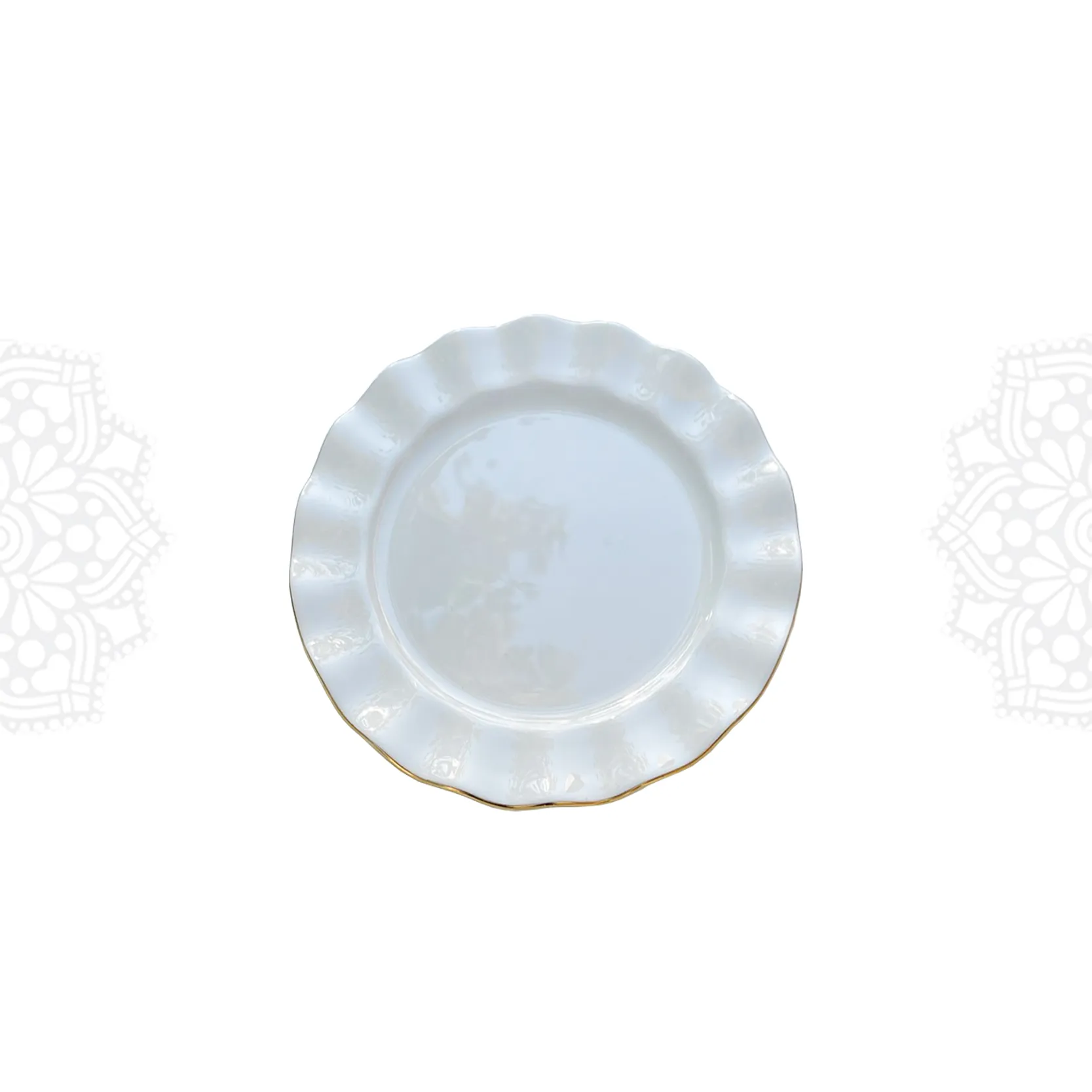 RD68 :: Frilly Gold Rim Appertizer Plate 6"