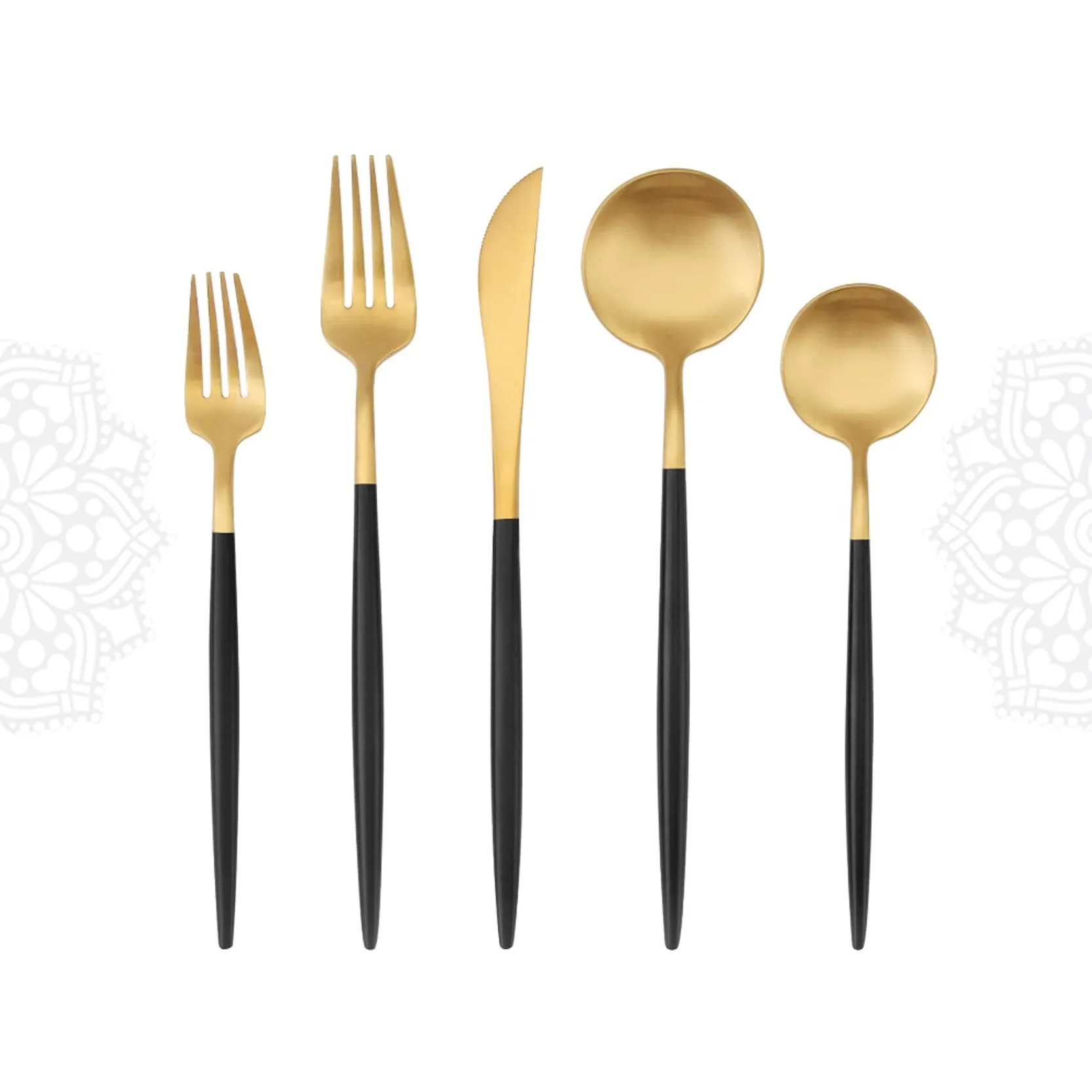 FW06 :: MODERN Black & Gold Flatware