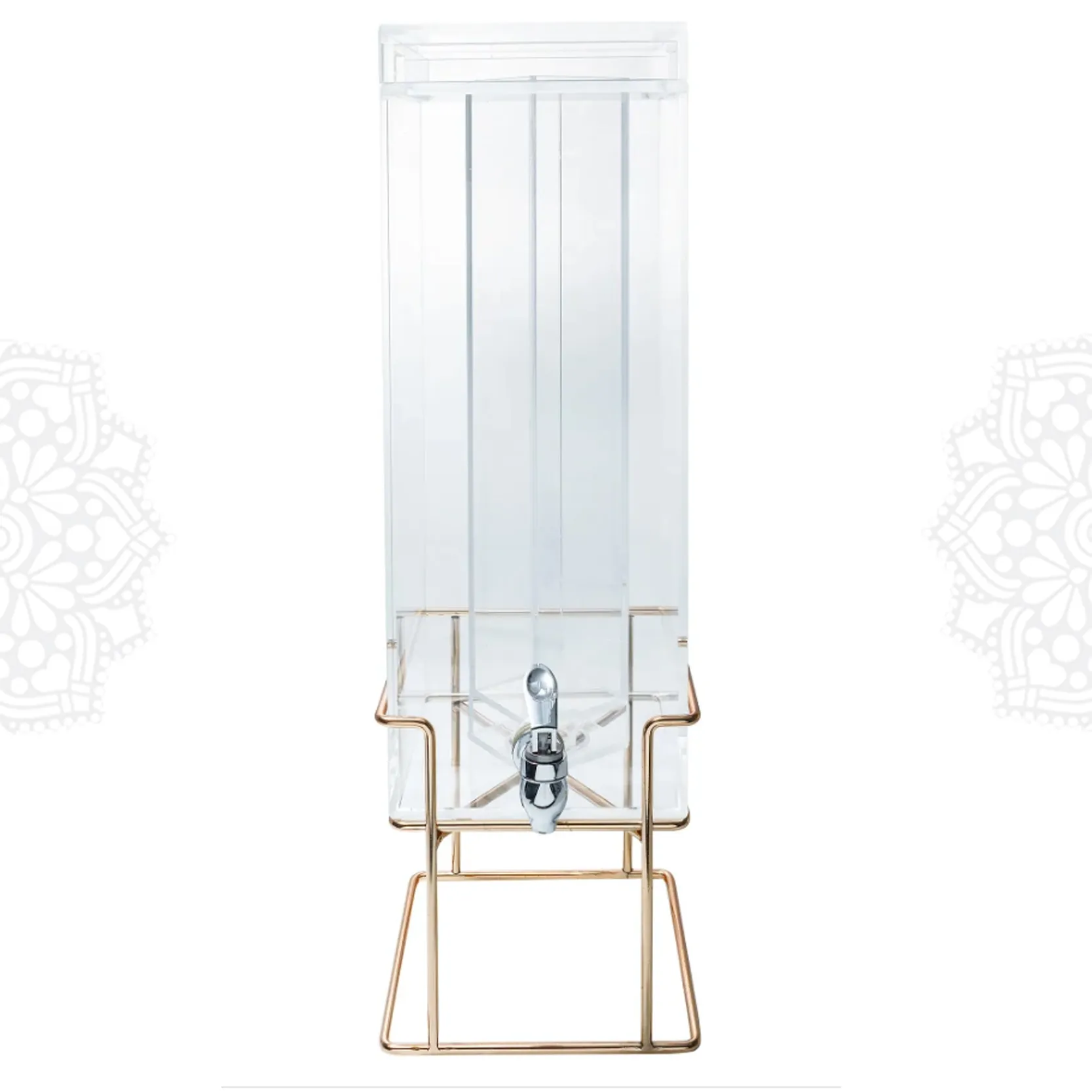 EQ27 :: Clear Beverage Dispenser Brass Wire Base  (Ice Dispenser, 3 Gal)  