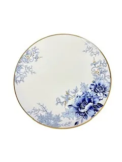 RD123 :: Blue Floral 12" Charger with Gold Rim