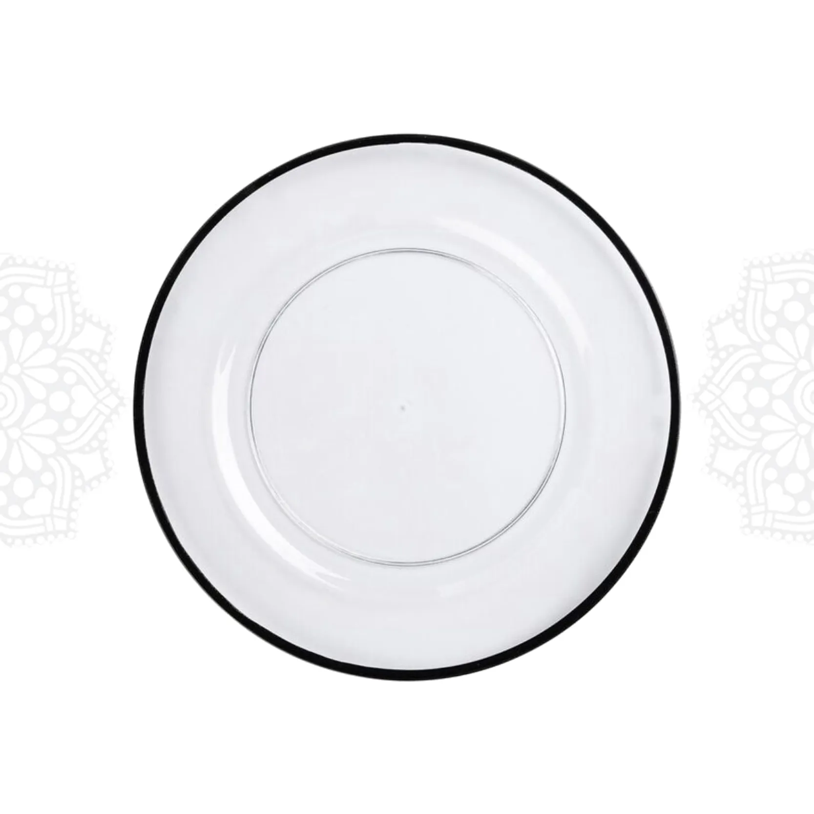CHRG20 :: Round Black Edged Glass Charger 13"