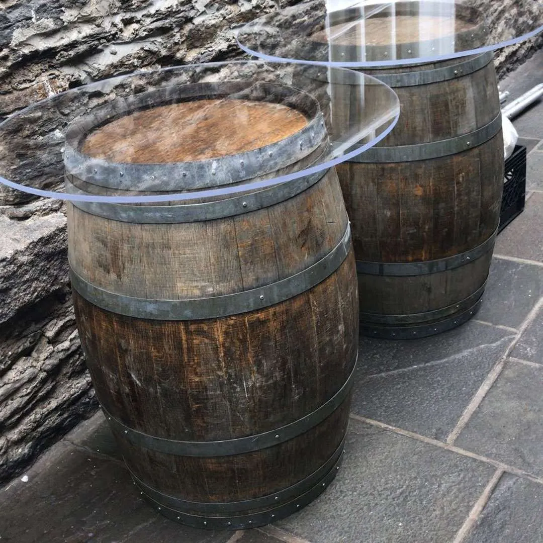 TB30 ::  Round Glass Barrel Table 36"