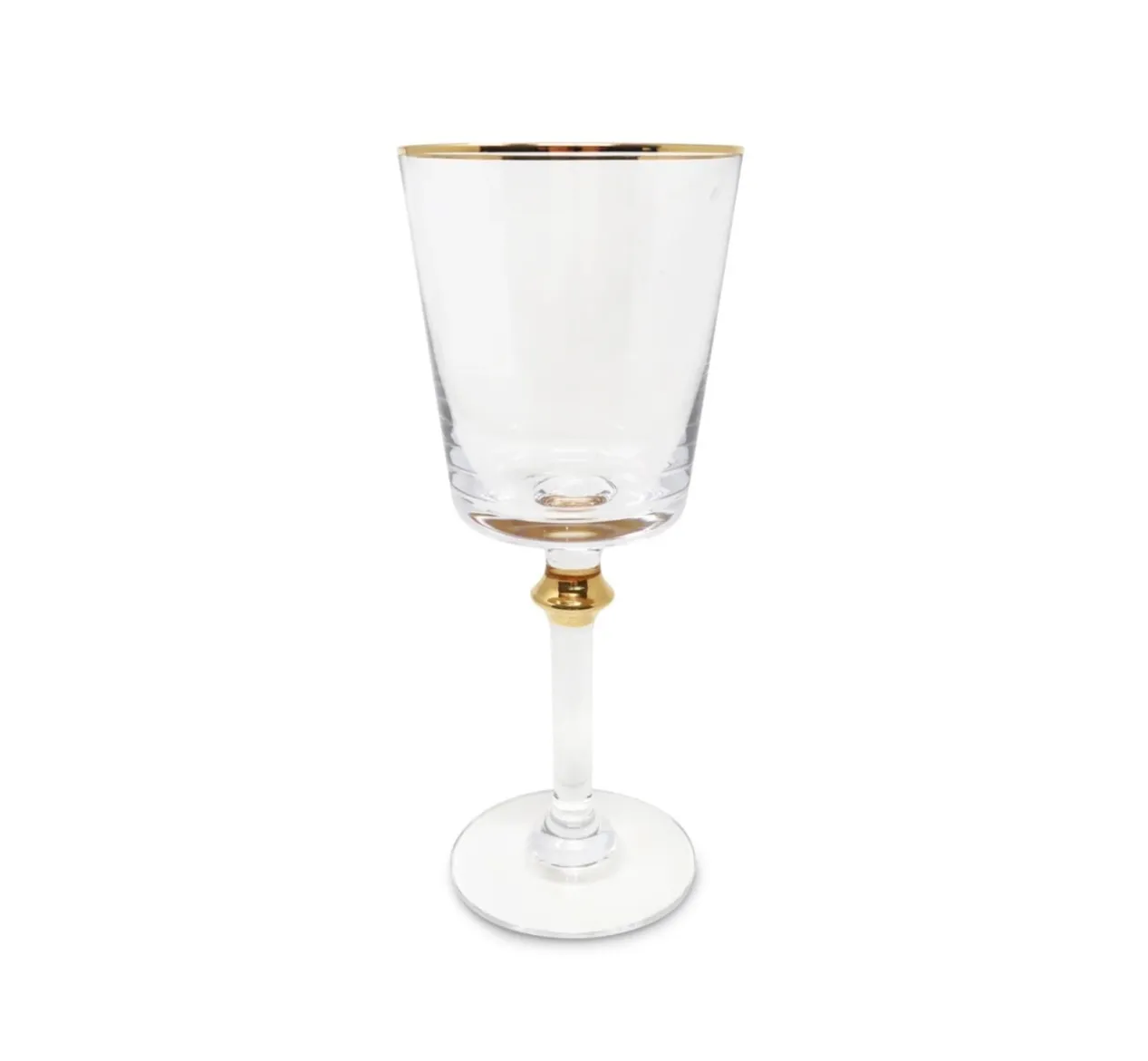 G371 ::Water Glass with Gold on Rim and Stem NEW