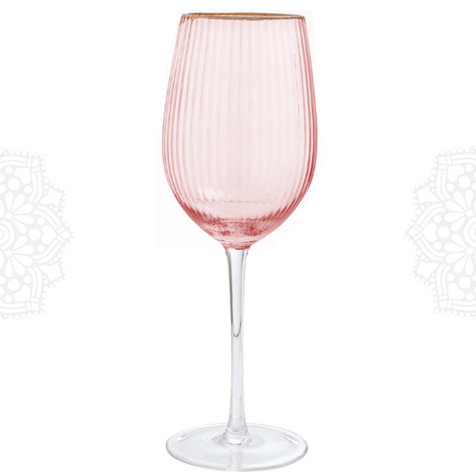 G246 :: Pink Textured Gold Rim Water Glass 14oz