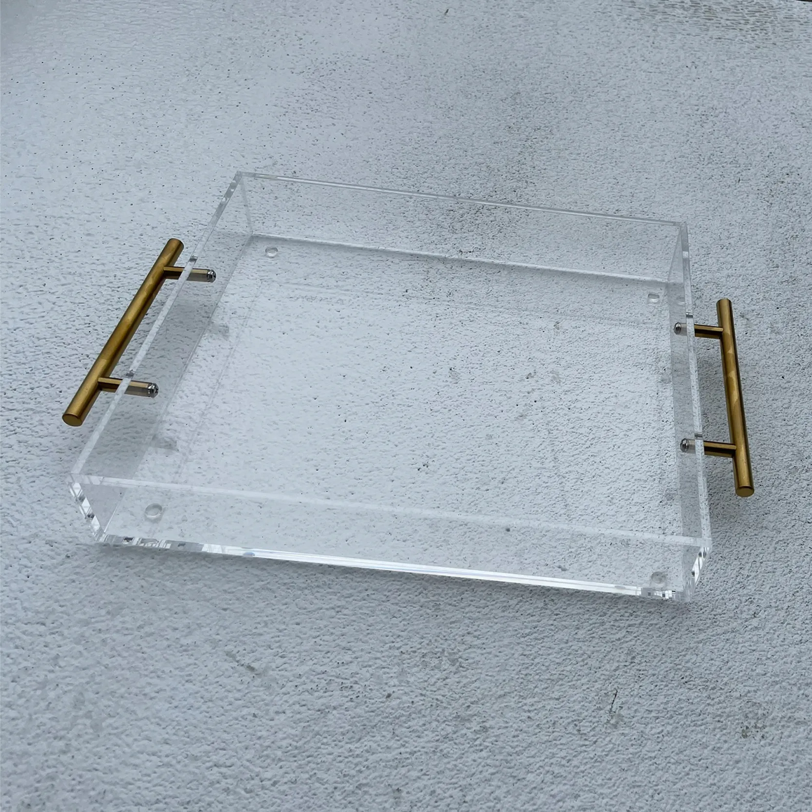 SRV34 :: Lucite Tray with Gold Handles, Medium
