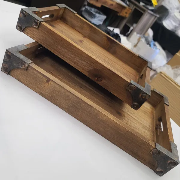 WD43 :: (Medium) Wooden Tray with Antique Brass Hardware 16" x 10"