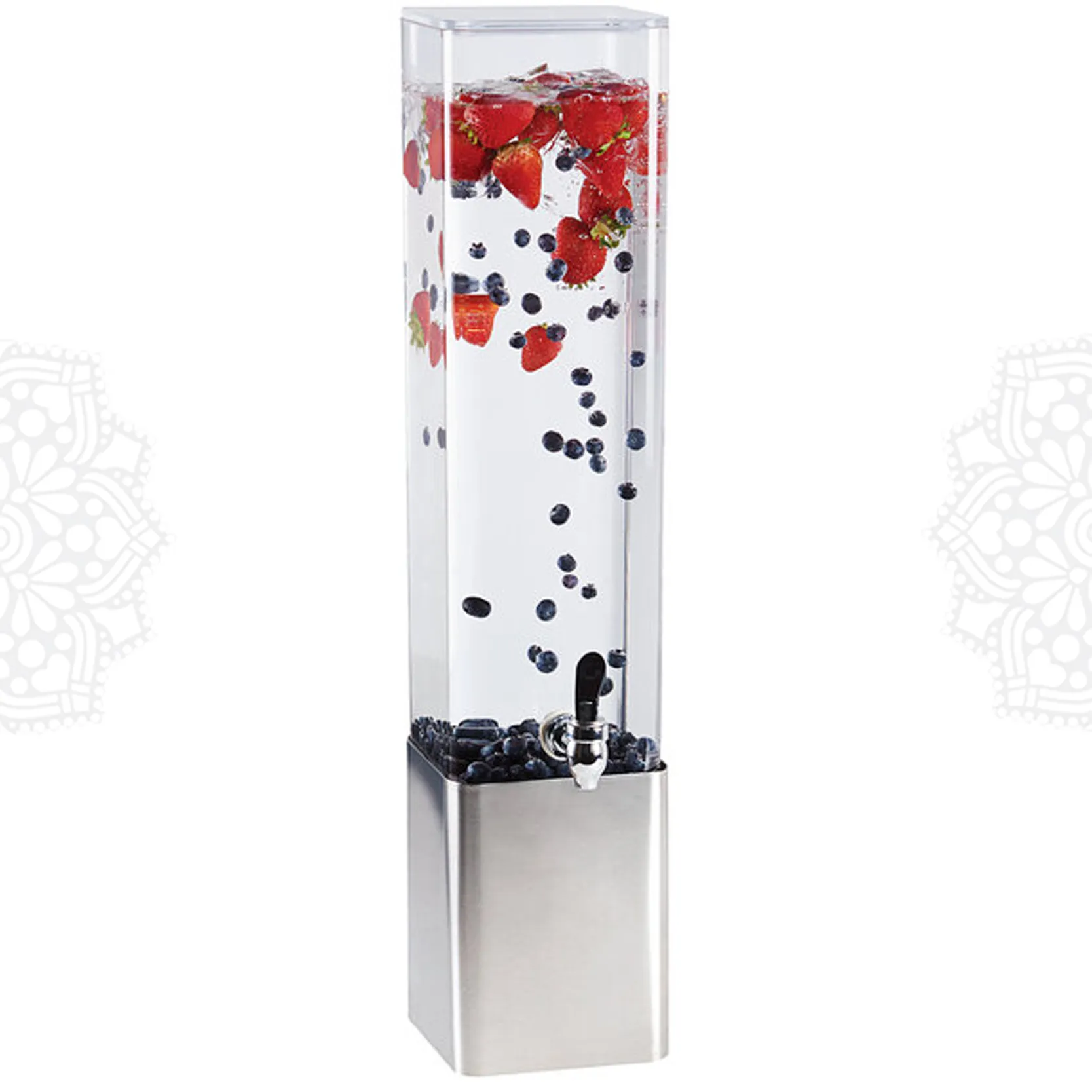 EQ28 :: Clear Beverage Dispenser, Stainless Base (2 Gal)