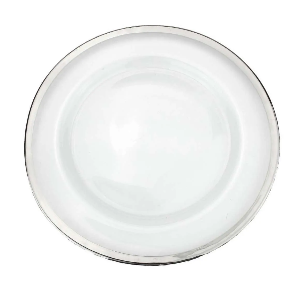 CHRG10 :: Round Silver Edged Glass Charger 13" 