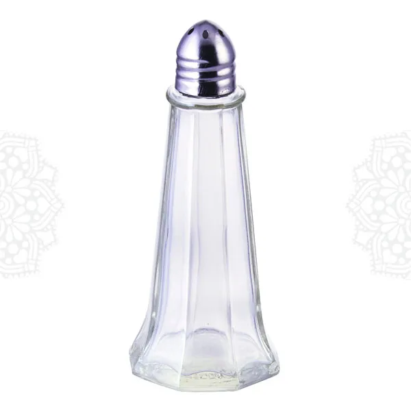 UT07 :: Glass Tower Salt Shaker Chrome Top 1 oz 