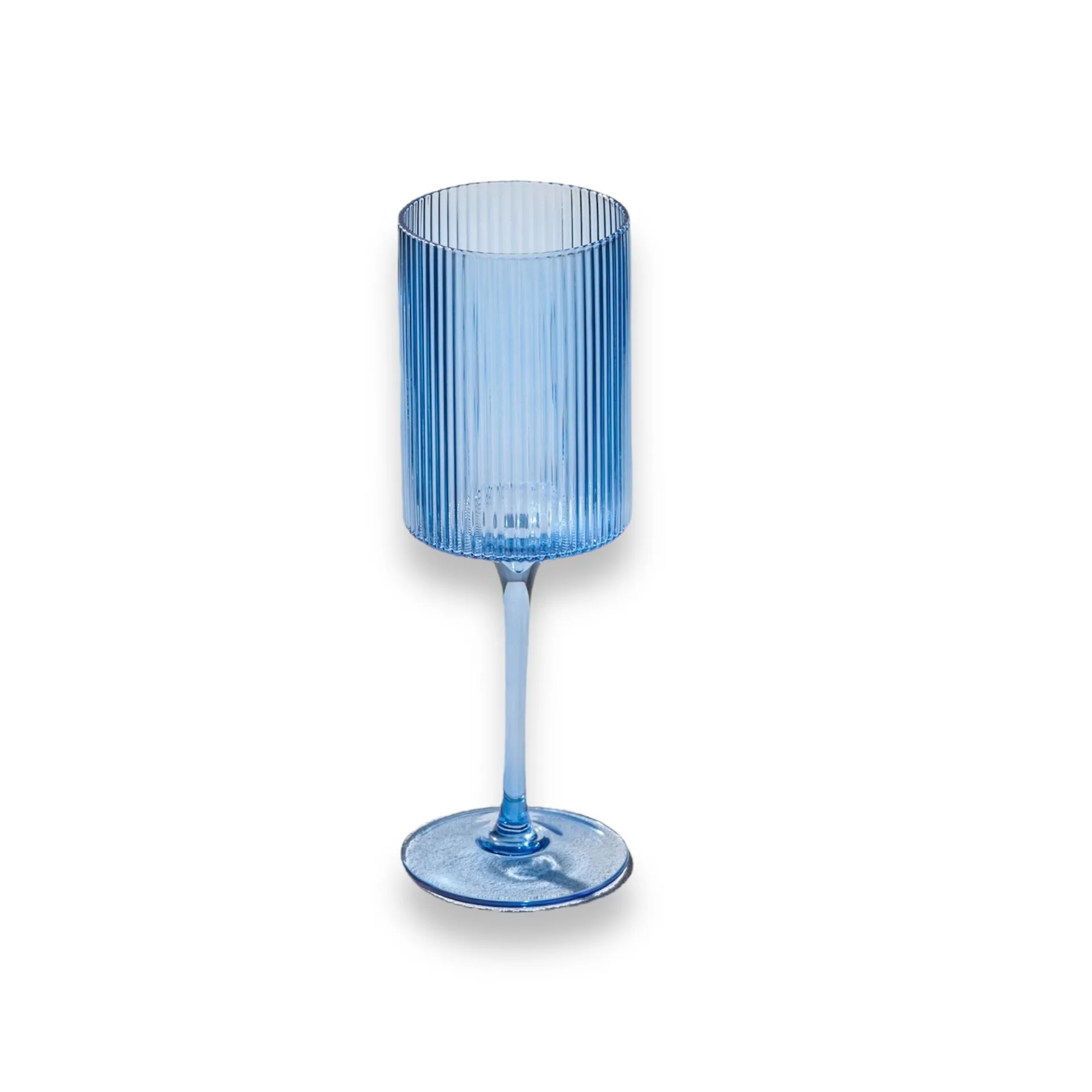G376 :: Ribbed Blue Glass 11oz