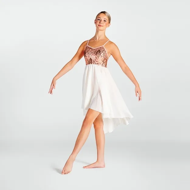 HDC L008 Sequin Feather Dip Hemmed Lyrical Dress