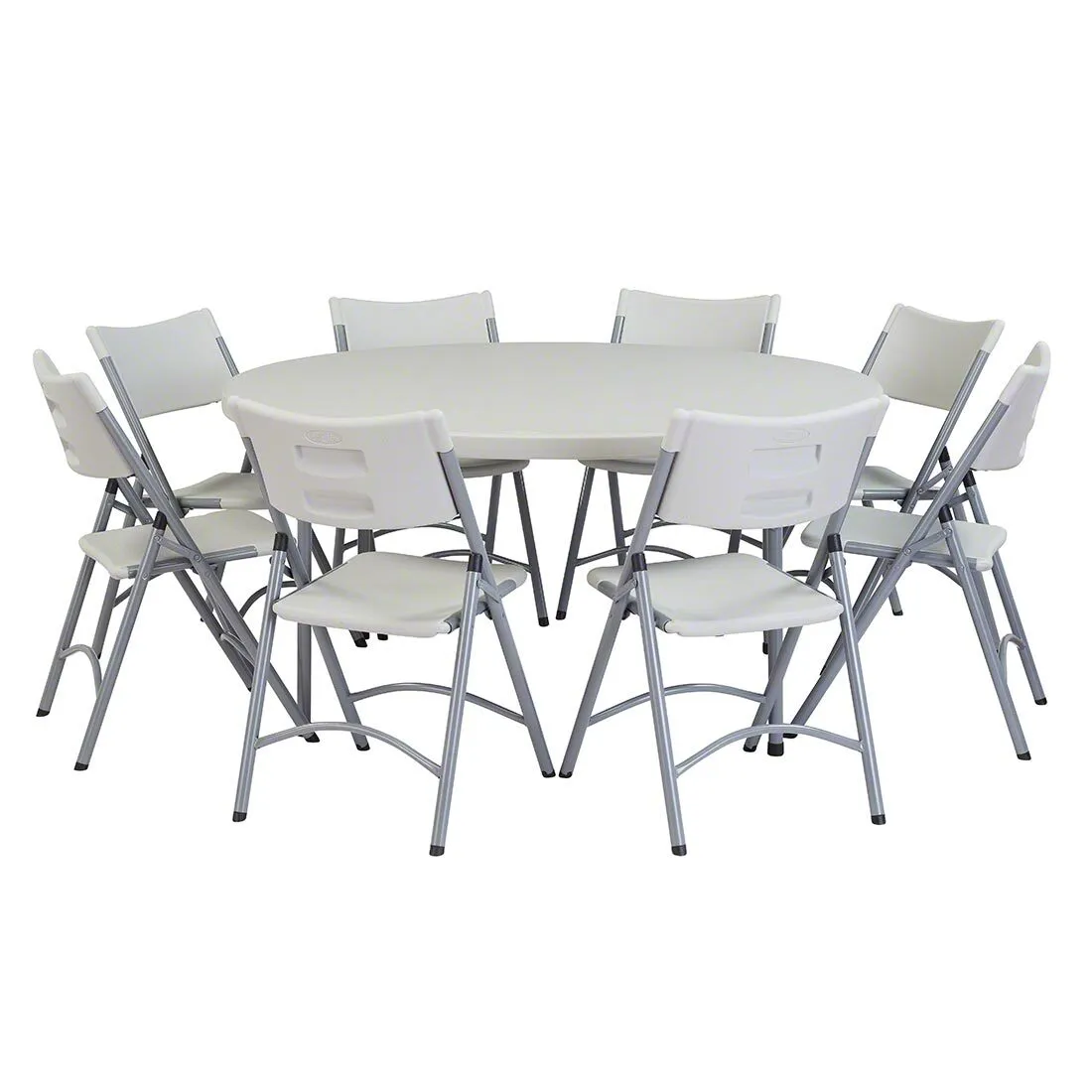60" Round Plastic Table- Seats 8-10  
