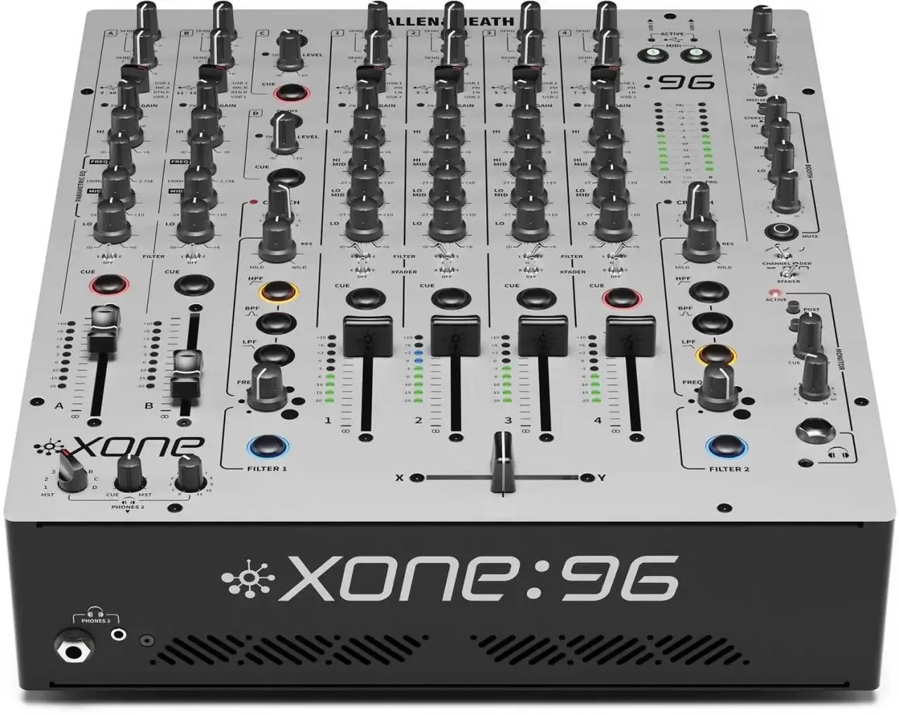 Allen & Heath XONE 96 DJ Mixer mieten Berlin. Analoger 6-Kanal Club-Mixer mit Dual-Soundkarte für Profi-Events.