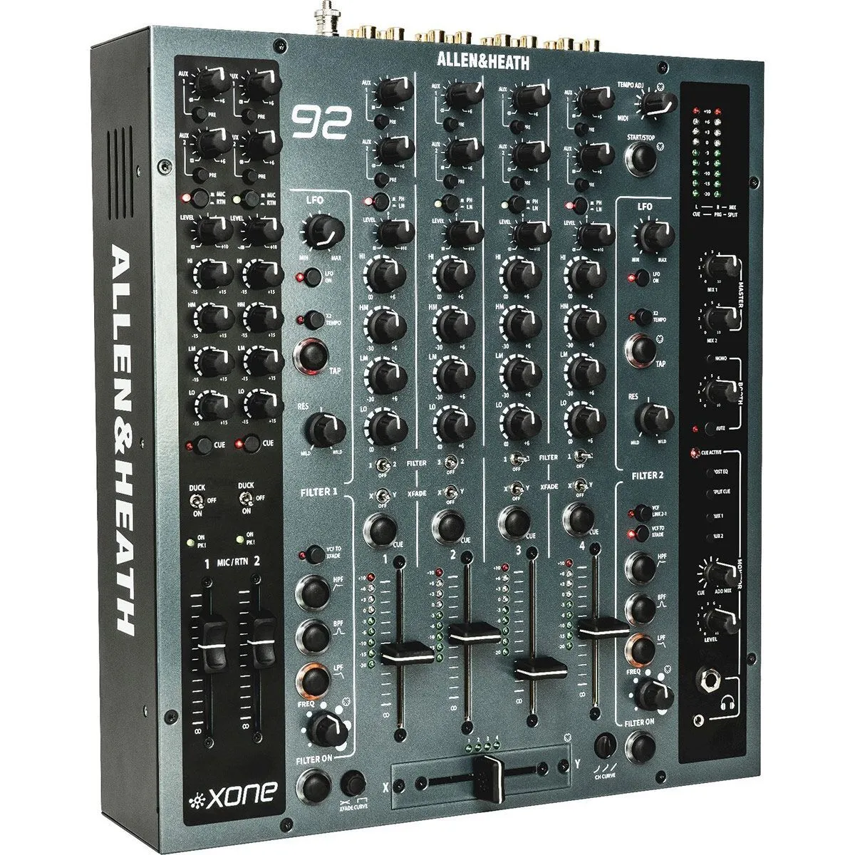Allen & Heath XONE 92 DJ Mixer mieten Berlin. Legendärer analoger 4-Kanal Club-Mixer mit VCF-Filtern für Profi-DJs.