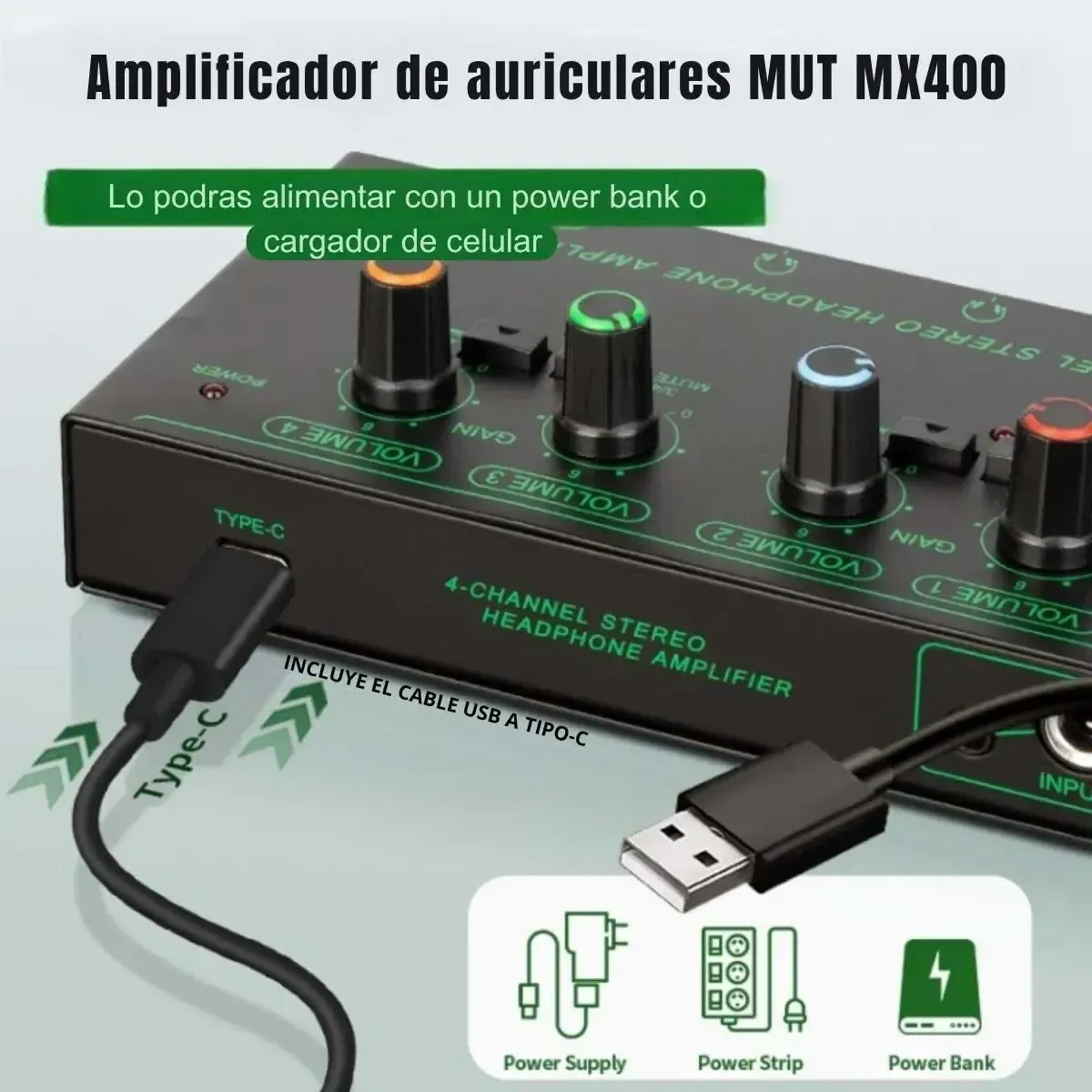 Amplificador De Auriculares Audio Mut Mx400 4 Canales + usb C