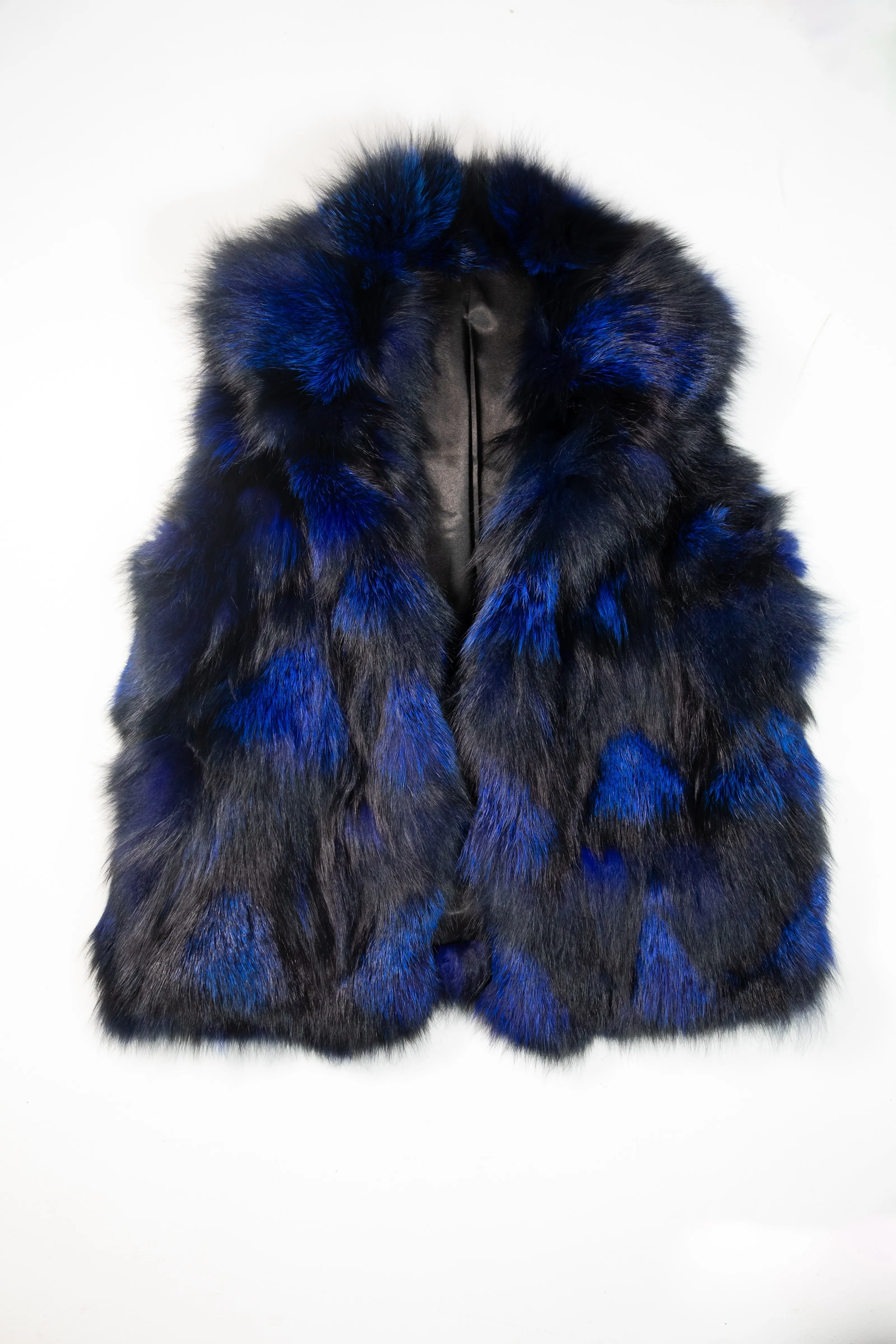 Blue & Black Rabbit Fur Vest