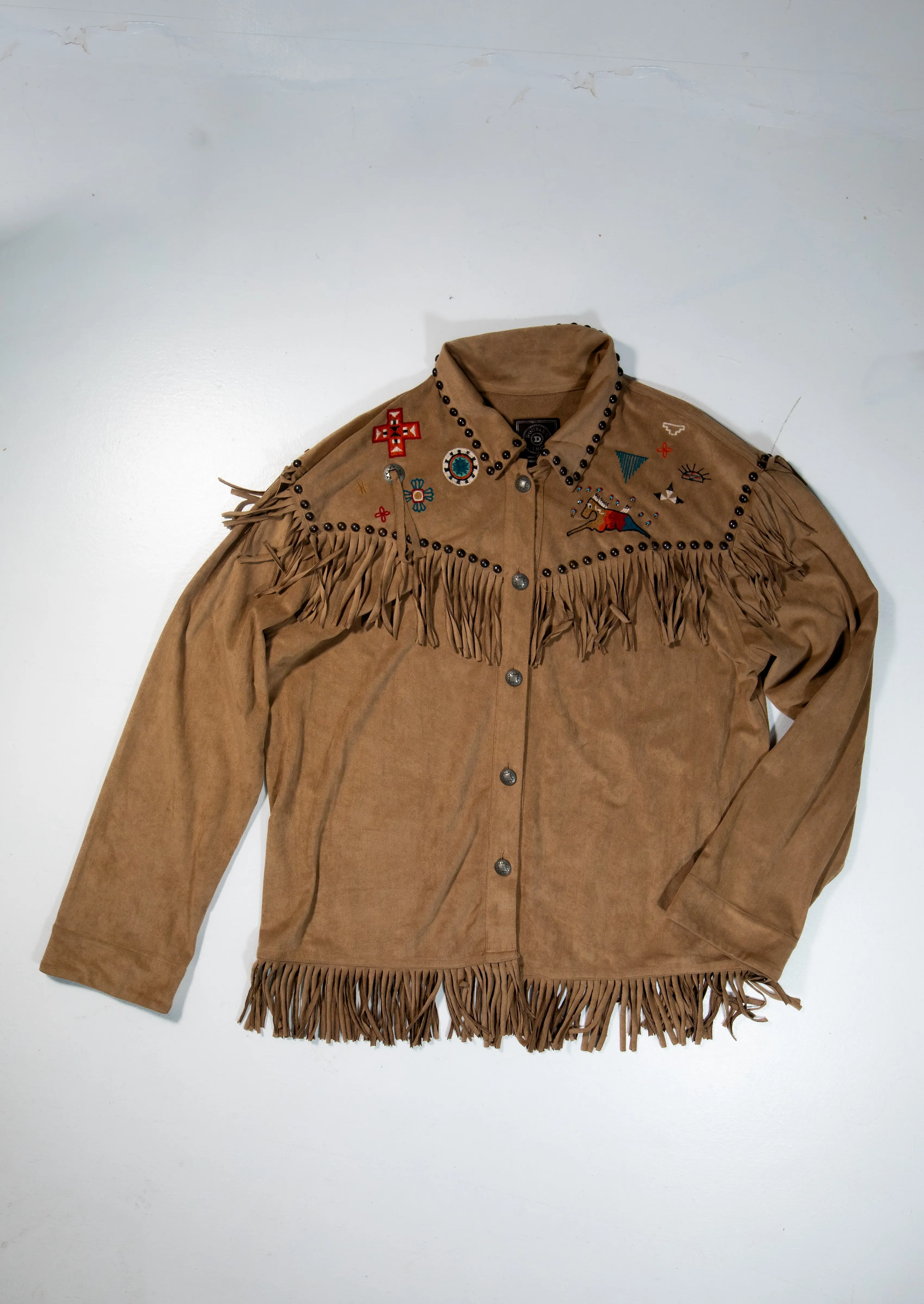 Double D Ranch Embroidered Microsuede Fringe Jacket