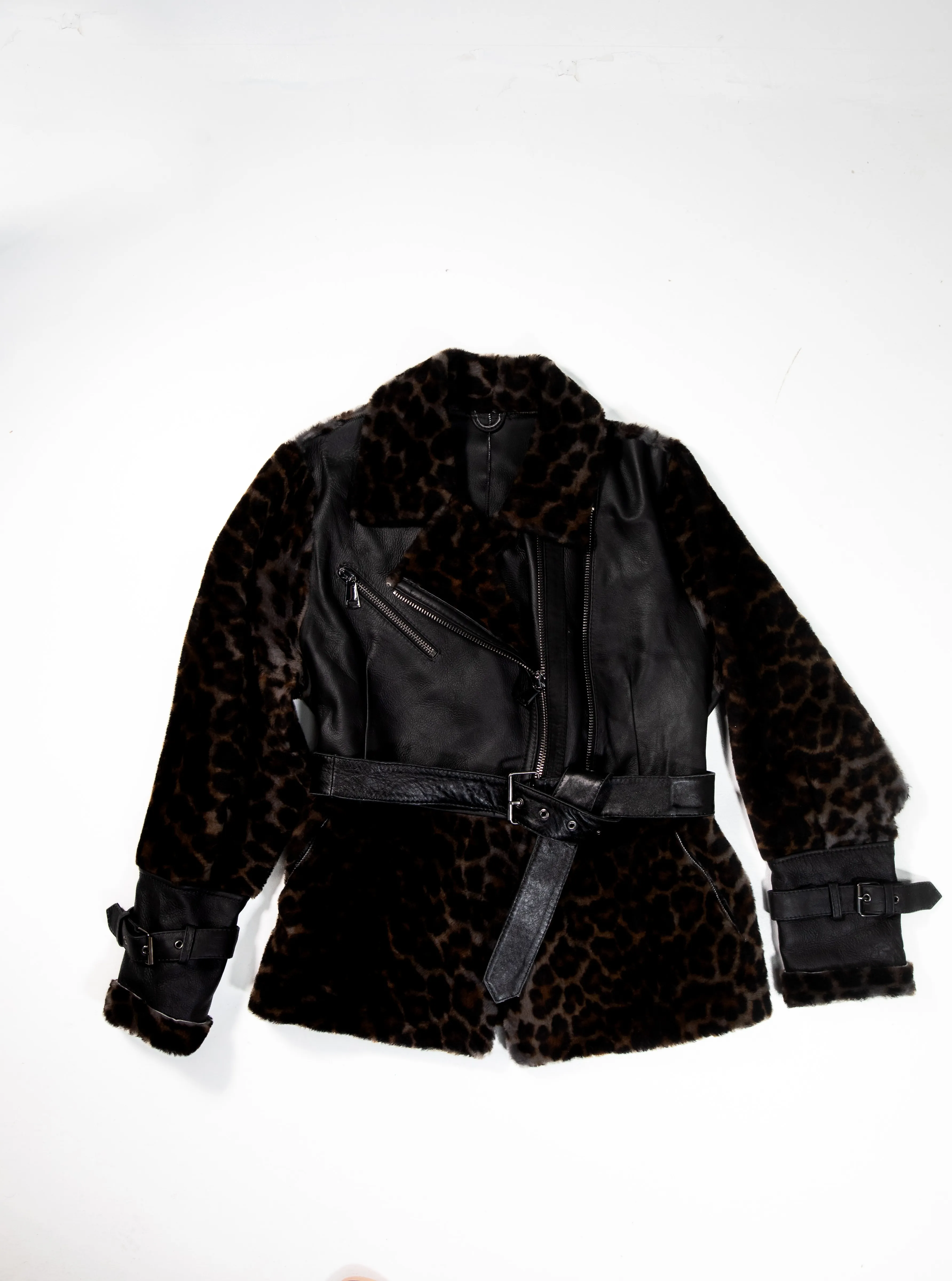 Lambskin Aviator Jacket With Leopard Fur