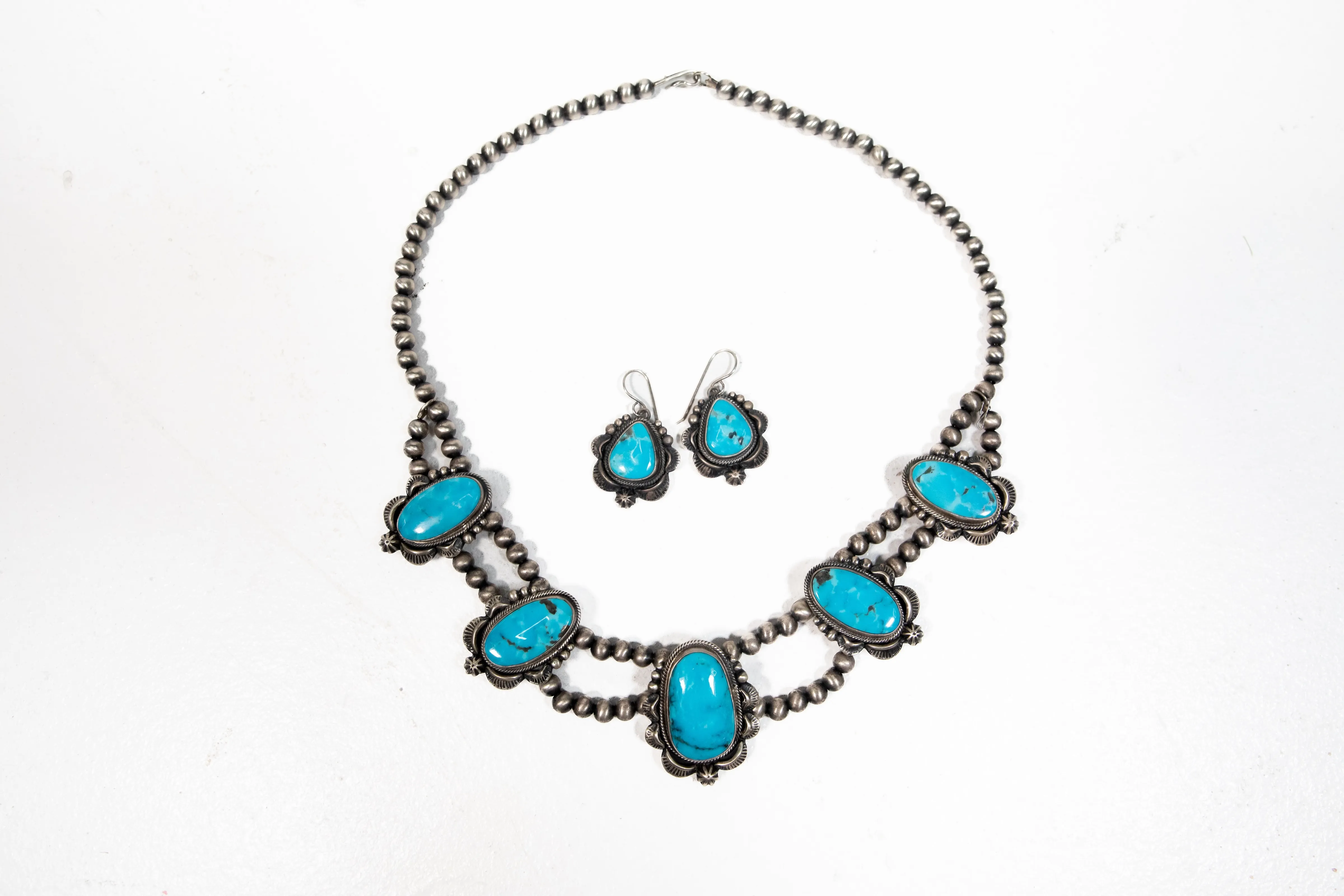 Five Stone Turquoise Necklace Set