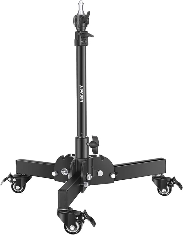 Heavy Duty Light Stand with Casters, 2.4ft Max Height Foldable Tripod Stand for Low-angle/Tabletop Shooting
