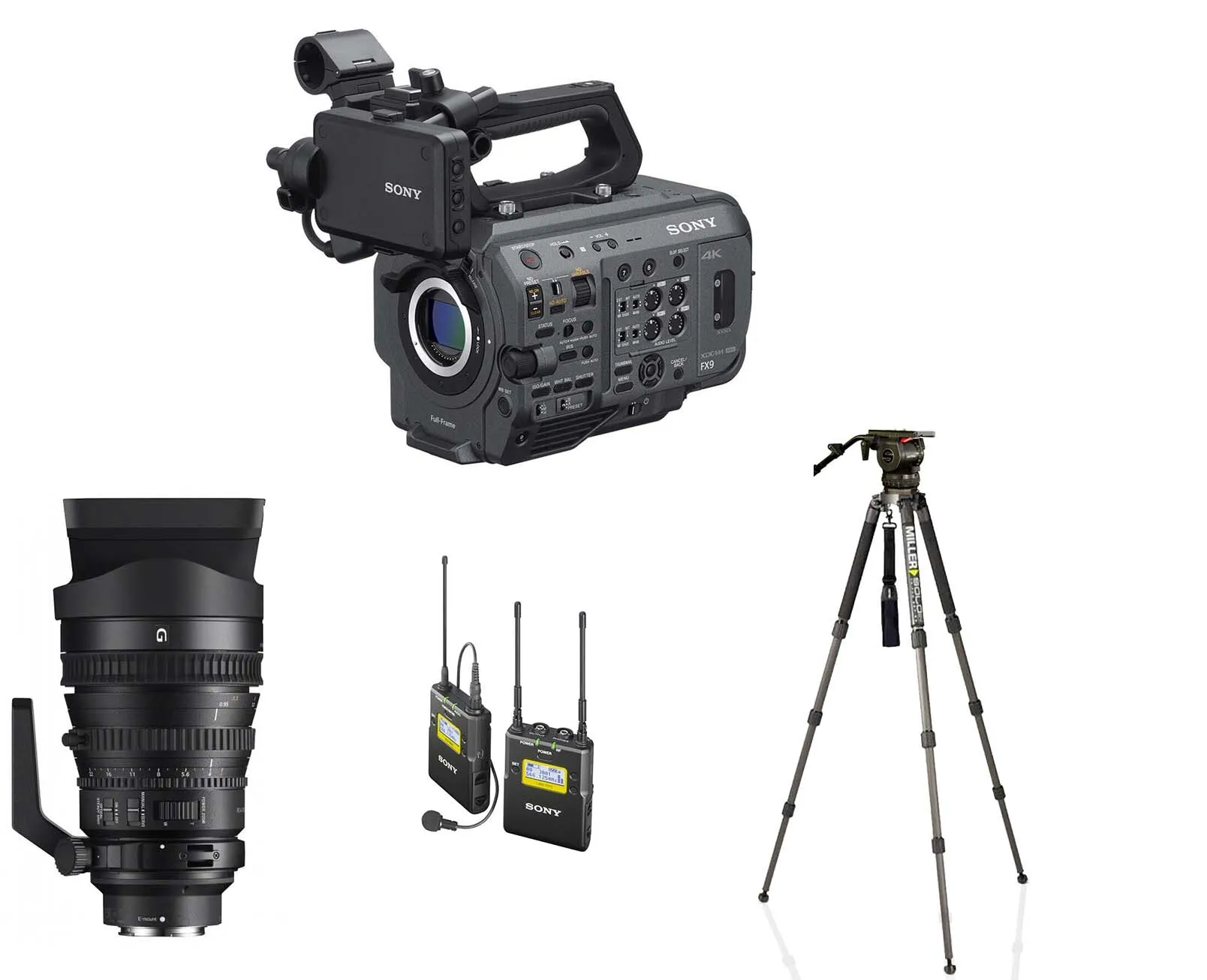 Sony FX9 + Sony PZ 28-135mm Lens + Sony Radio Mic + Tripod Bundle
