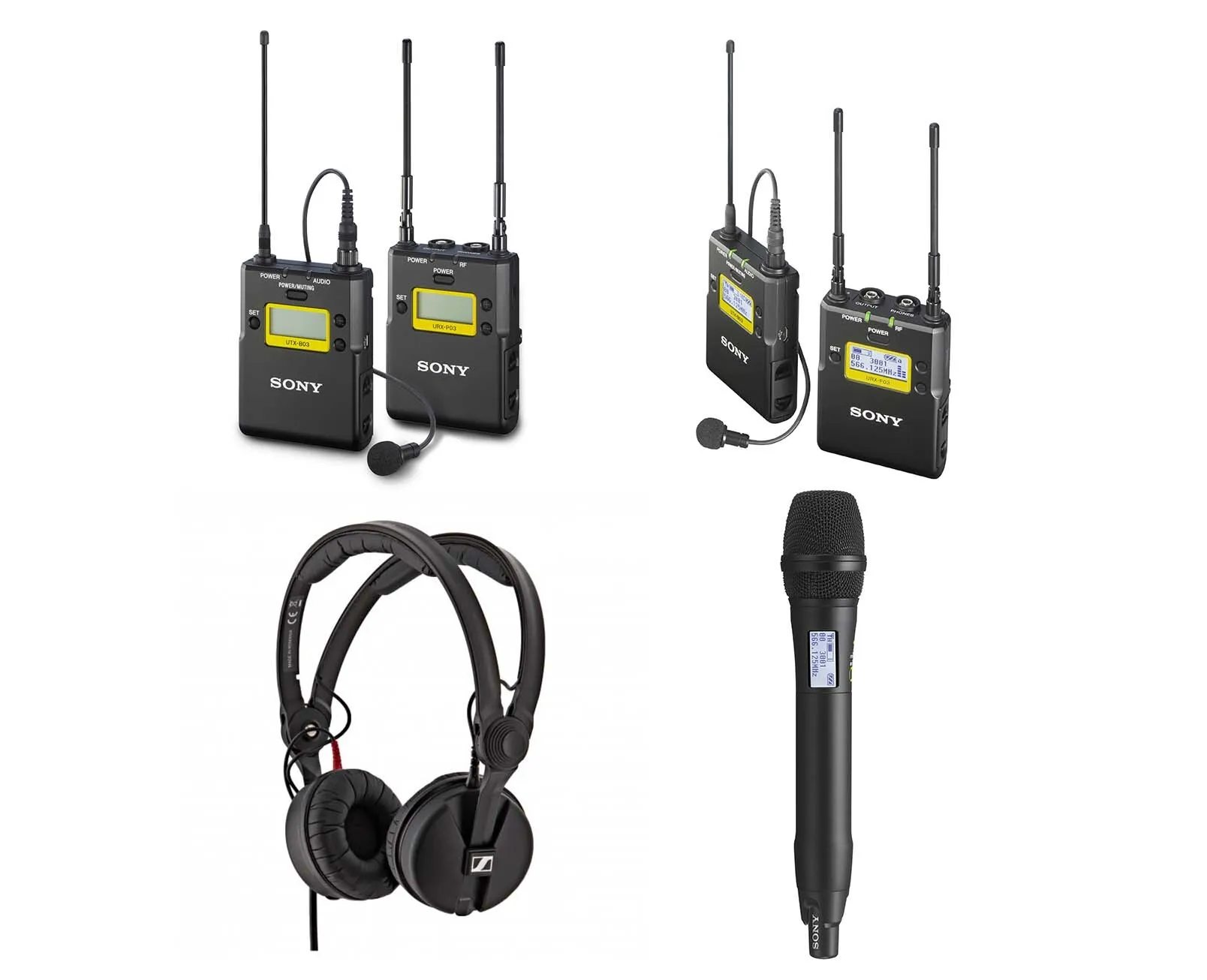 Sony Radio Clip & Handheld Mic Bundle + Sennheiser HD25 Headphones
